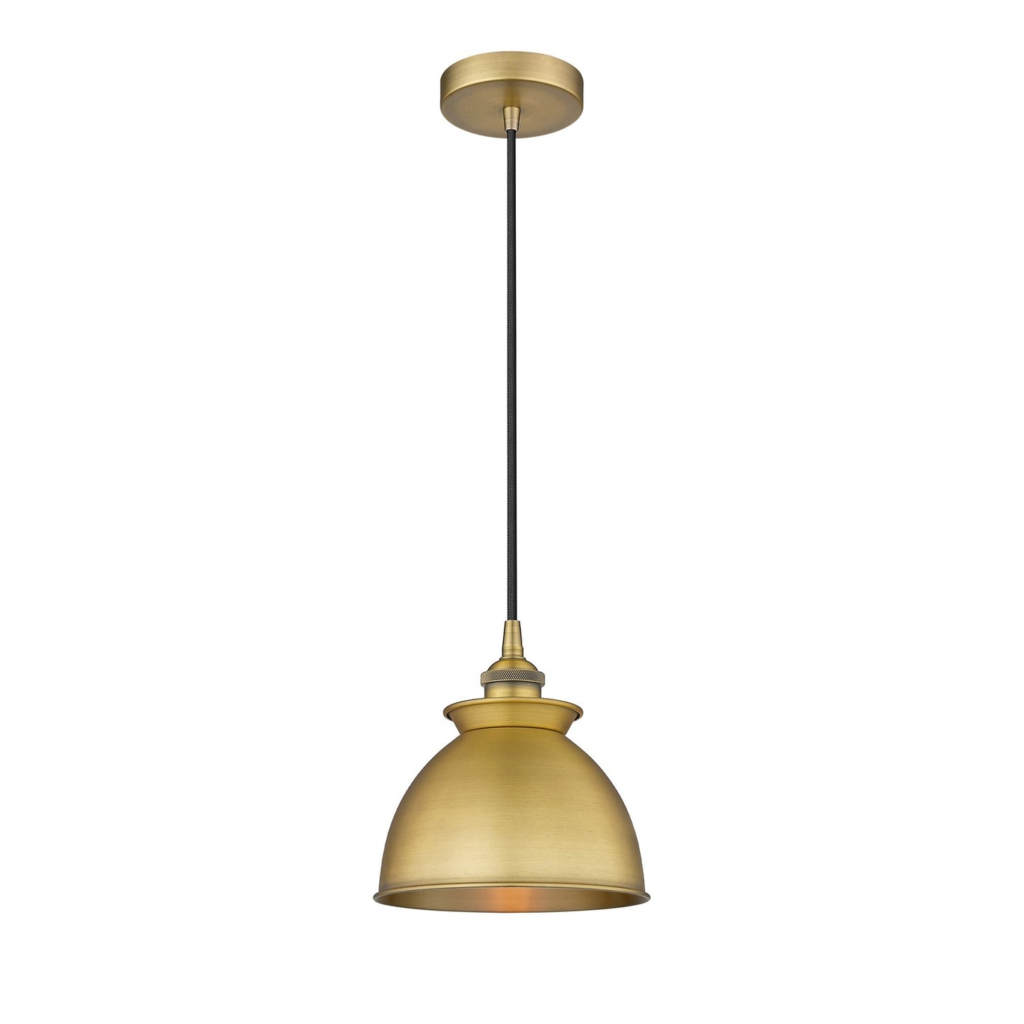 Innovations Adirondack 8.25in 1-Light Mini Pendant | Industrial Farmhouse Brushed Brass and Brushed Brass Metal Shade | Kitchen | Model 616-1P-BB-M14-BB