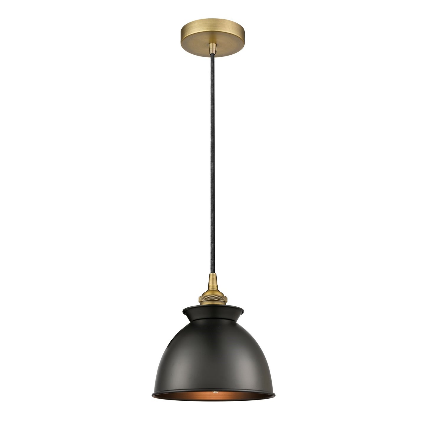 Innovations Adirondack 8.25in 1-Light Mini Pendant | Industrial Brushed Brass and Matte Black Metal | Kitchen Island & Dining | Model 616-1P-BB-M14-BK