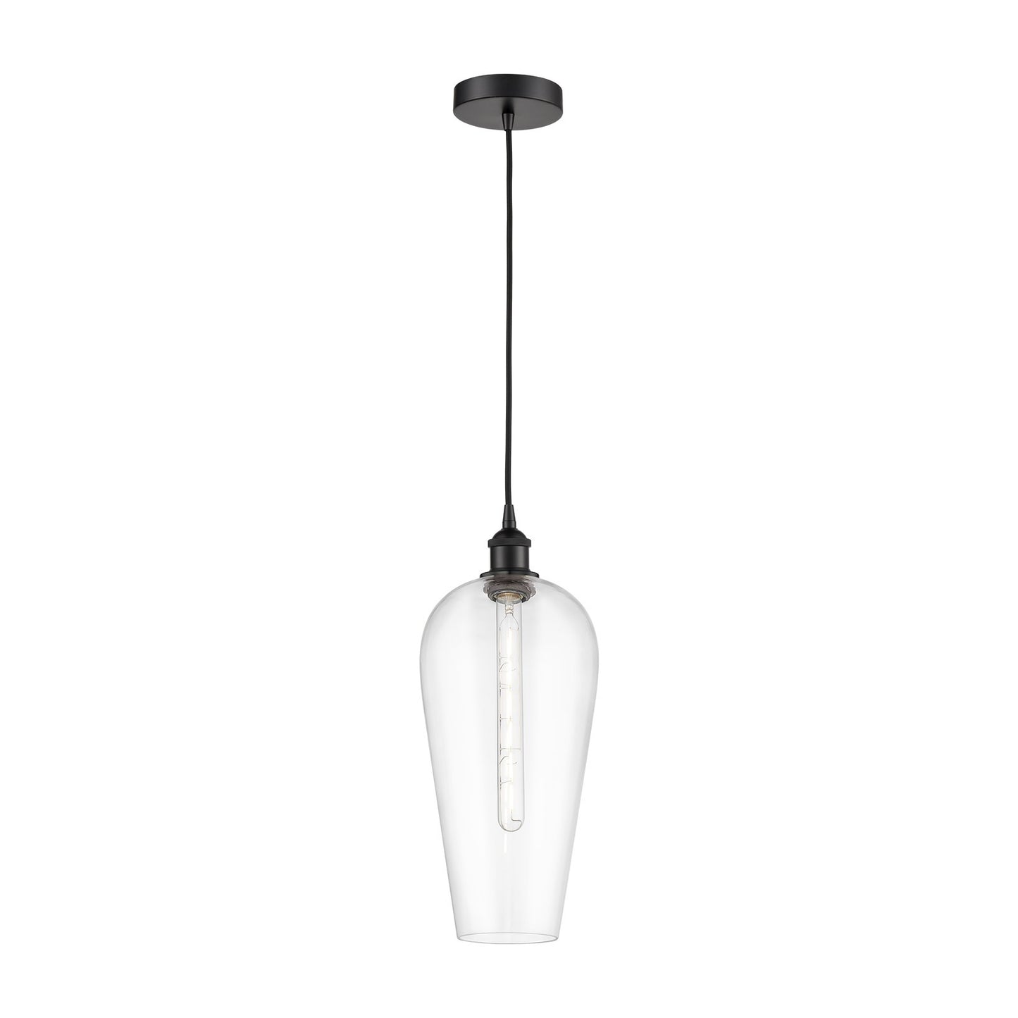 Innovations Chelsea 8in 1-Light Mini Pendant | Industrial Matte Black Steel and Clear Glass | Kitchen Island & Dining Room | 8 | Model 616-1P-BK-G456-8CL