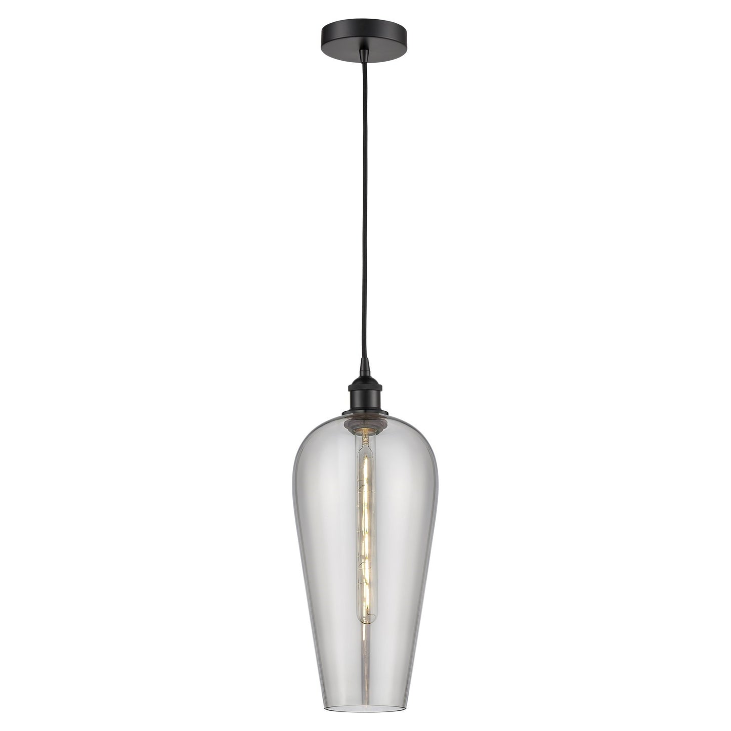 Innovations Chelsea 8in 1-Light Mini Pendant | Industrial Matte Black Steel and Light Smoke Smoked Glass | Kitchen Island & | Model 616-1P-BK-G456-8SM