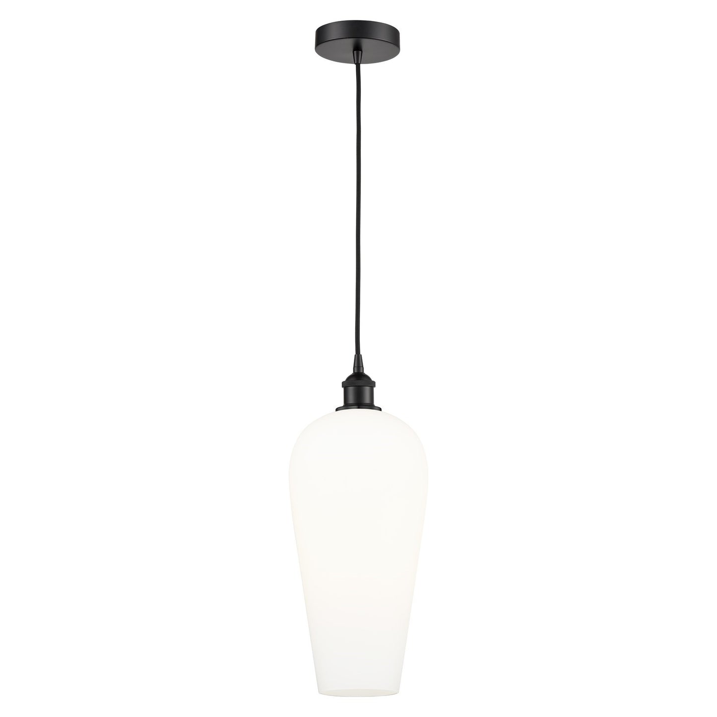 Innovations Chelsea 8in 1-Light Mini Pendant | Industrial Matte Black Steel and White Glass | Kitchen Island & Dining Room | 8 | Model 616-1P-BK-G456-8WH