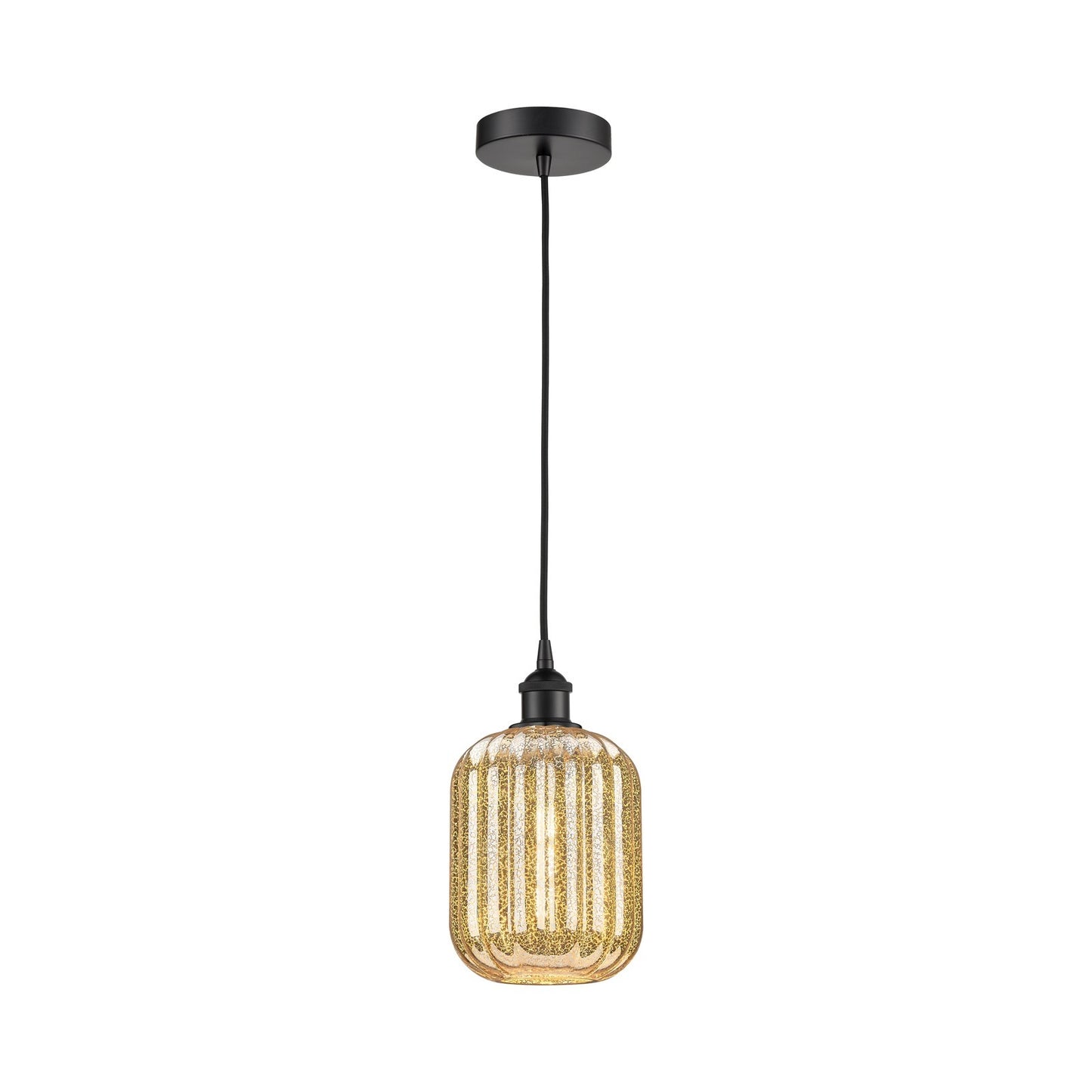 Innovations Preston Cylinder 7in 1-Light Mini Pendant | Industrial Matte Black Steel and Mercury Glass | Kitchen Island | 6.75 | Model 616-1P-BK-G460-7ME