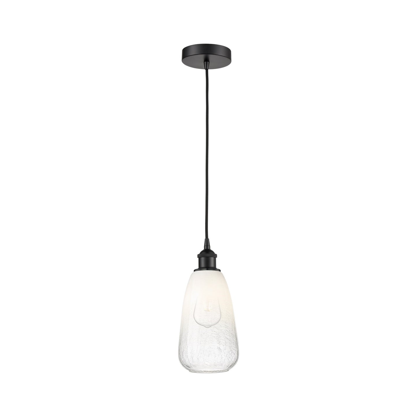 Innovations Brookhaven Almond 6in 1-Light Mini Pendant | Industrial Matte Black Steel and Opal Glass | Kitchen Island & Dining | Model 616-1P-BK-G480-6OP