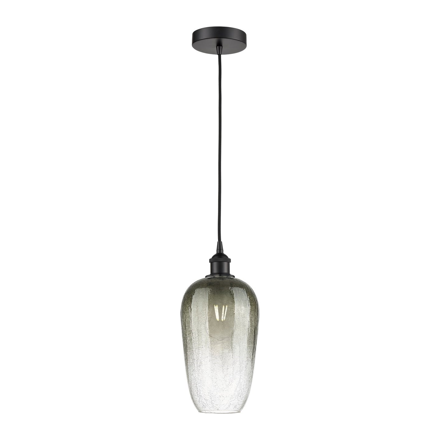 Innovations Brookhaven Flute 7in 1-Light Mini Pendant | Industrial Matte Black Steel and Slate Glass | Kitchen Island & Dining | Model 616-1P-BK-G484-7SL