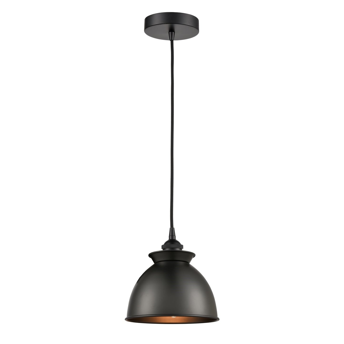 Innovations Adirondack 8.25in 1-Light Mini Pendant | Industrial Farmhouse Matte Black Steel and Matte Black Metal Shade | Kitchen | Model 616-1P-BK-M14-BK