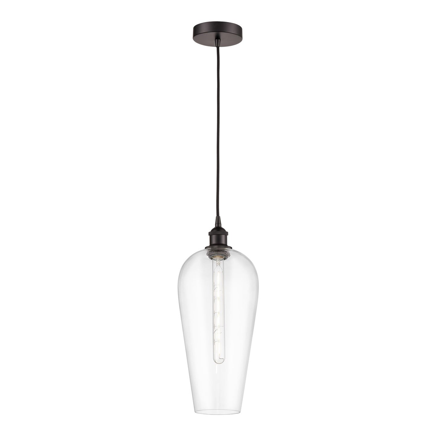Innovations Chelsea 8in 1-Light Mini Pendant | Industrial Oil Rubbed Bronze Steel and Clear Glass | Kitchen Island & Dining | Model 616-1P-OB-G456-8CL