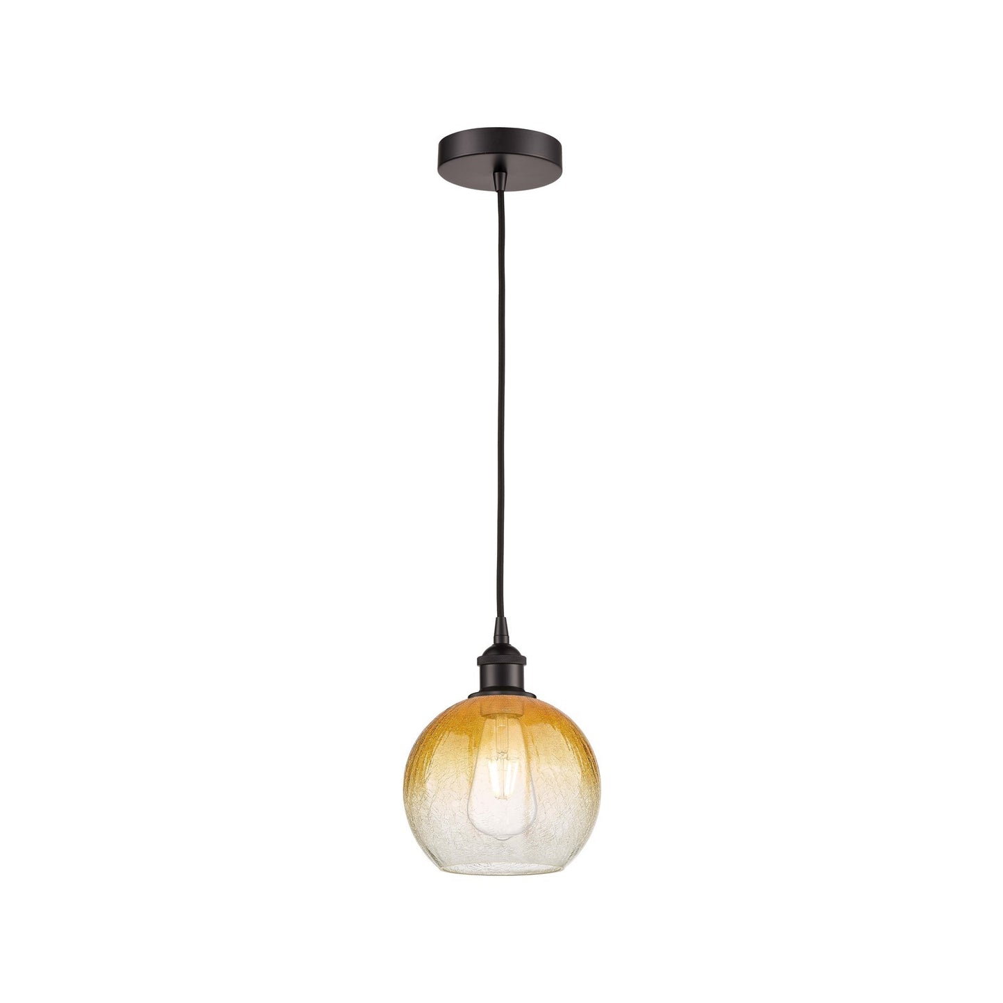 Innovations Brookhaven Globe 8in 1-Light Mini Pendant | Industrial Oil Rubbed Bronze Steel and Amber Glass | Kitchen Island & | Model 616-1P-OB-G483-8AM