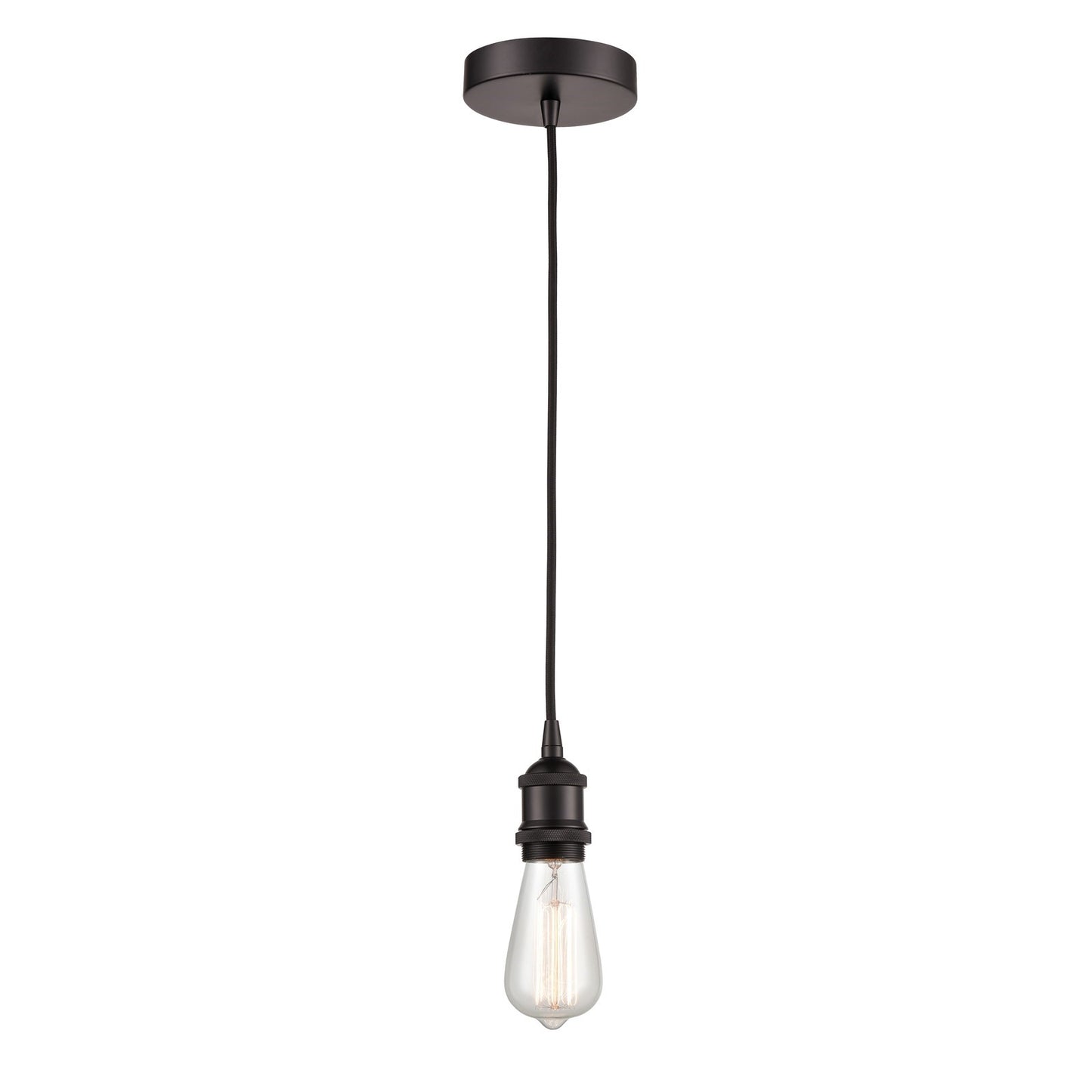 Innovations Edison 1-Light Mini Pendant | Industrial Oil Rubbed Bronze Steel and Bare Bulb | Kitchen Island & Dining Room | 4.75 x | Model 616-1P-OB-LED