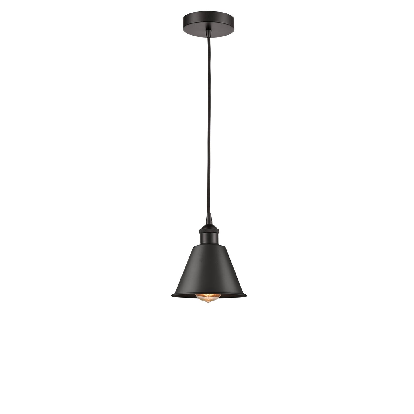 Innovations Smithfield 7in 1-Light Mini Pendant | Industrial Oil Rubbed Bronze Steel and Metal Shade | Kitchen Island & Dining | Model 616-1P-OB-M8-LED