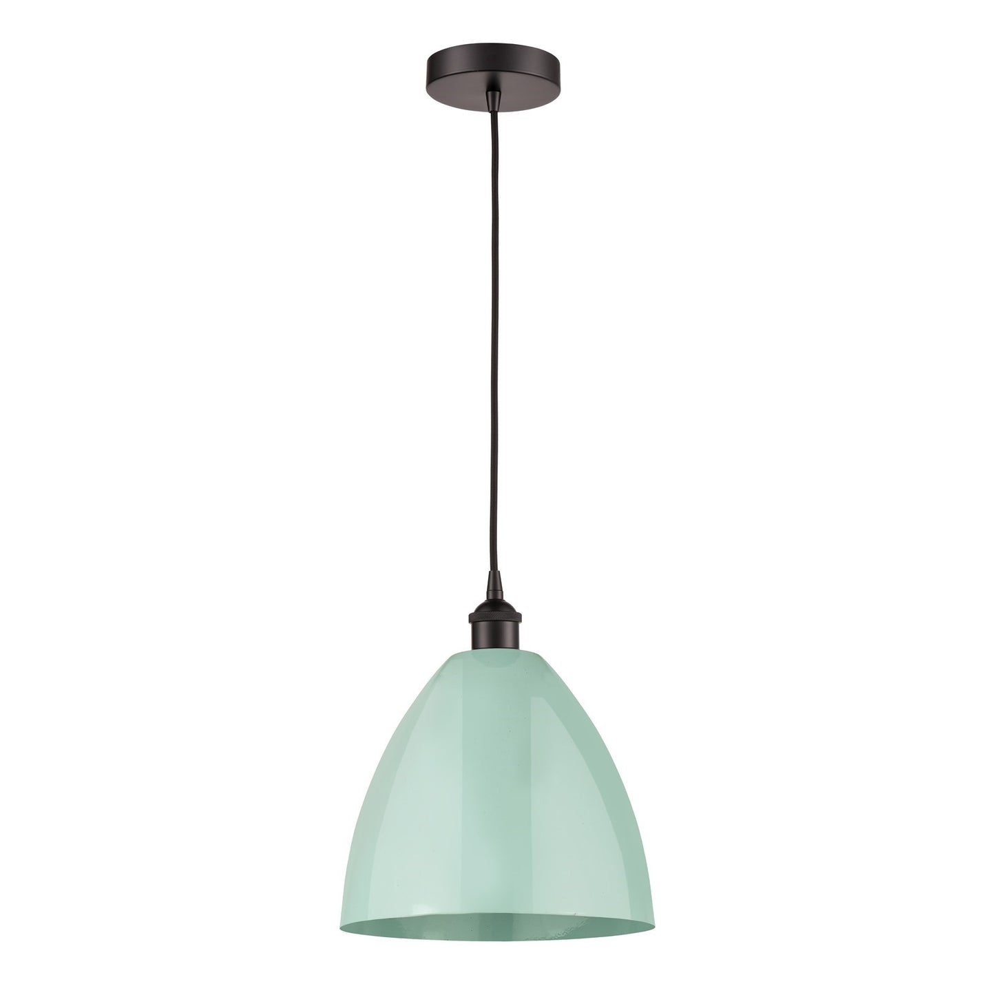 Innovations Plymouth 12in 1-Light Mini Pendant | Industrial Oil Rubbed Bronze and Matte Seafoam Metal | Kitchen Island & | Model 616-1P-OB-MBD-12-SF-LED