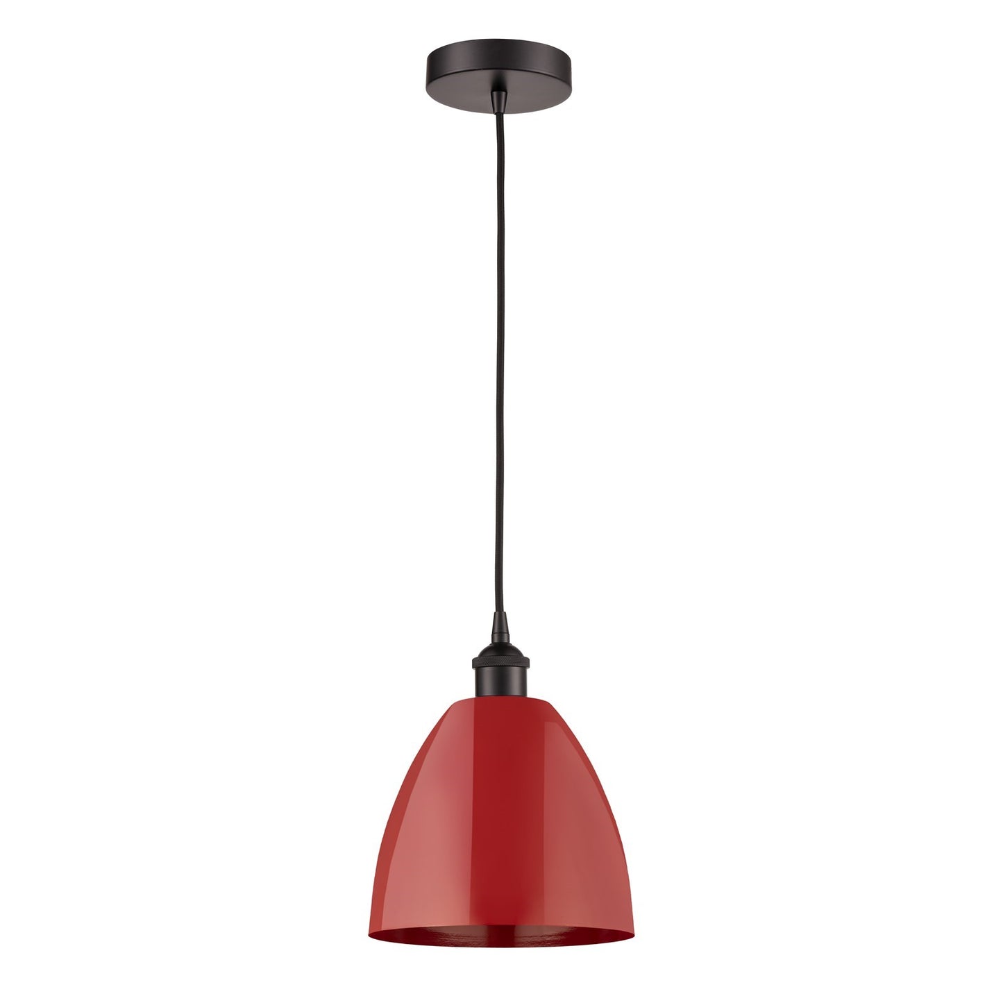 Innovations Plymouth 9in 1-Light Mini Pendant | Industrial Oil Rubbed Bronze Steel and Matte Red Metal | Kitchen Island | 9 | Model 616-1P-OB-MBD-9-RD-LED
