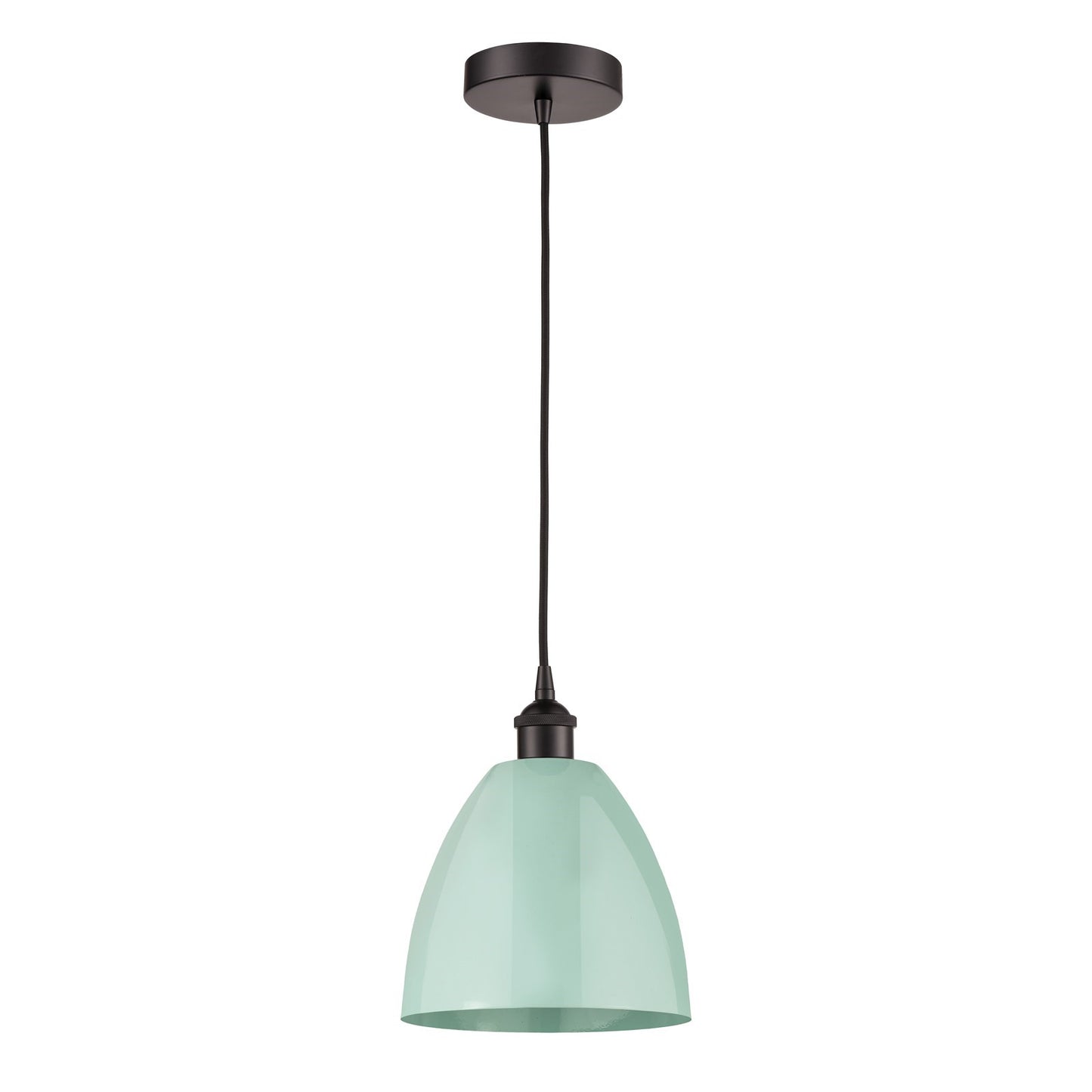 Innovations Plymouth 9in 1-Light Mini Pendant | Industrial Oil Rubbed Bronze Steel and Matte Seafoam Metal Shade | Kitchen | Model 616-1P-OB-MBD-9-SF-LED