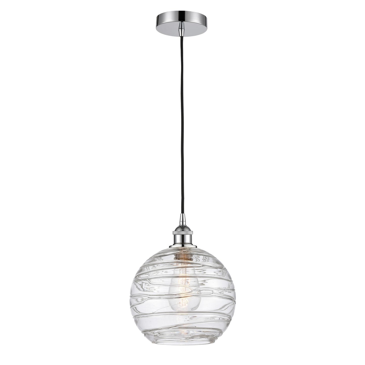 Innovations Athens Deco Swirl 10in 1-Light Mini Pendant | Industrial Modern Polished Chrome and Clear Glass | Kitchen Island | Model 616-1P-PC-G1213-10CL