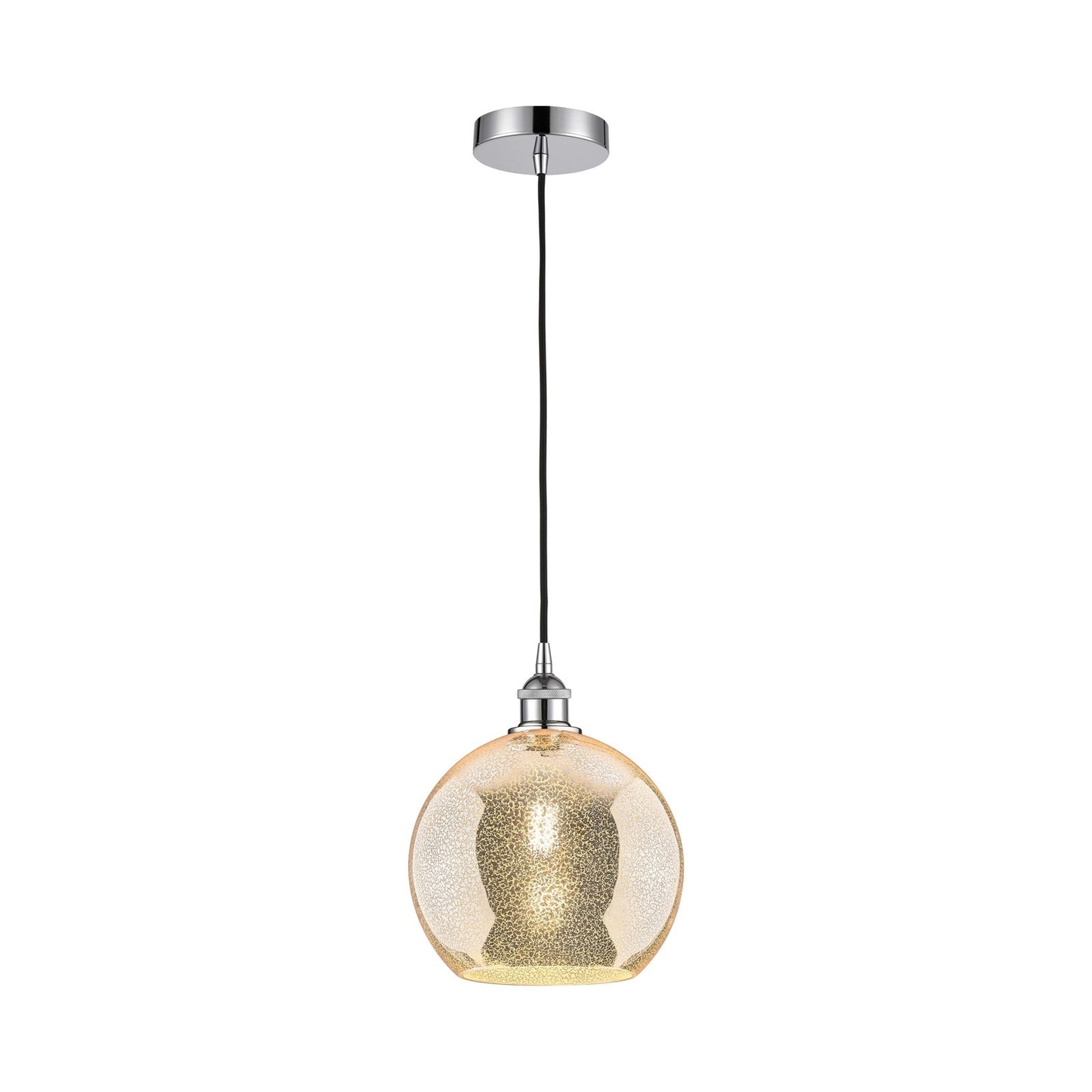 Innovations Athens 10in 1-Light Mini Pendant | Industrial Polished Chrome Steel and Mercury Glass | Kitchen Island & Dining Room | Model 616-1P-PC-G128-10