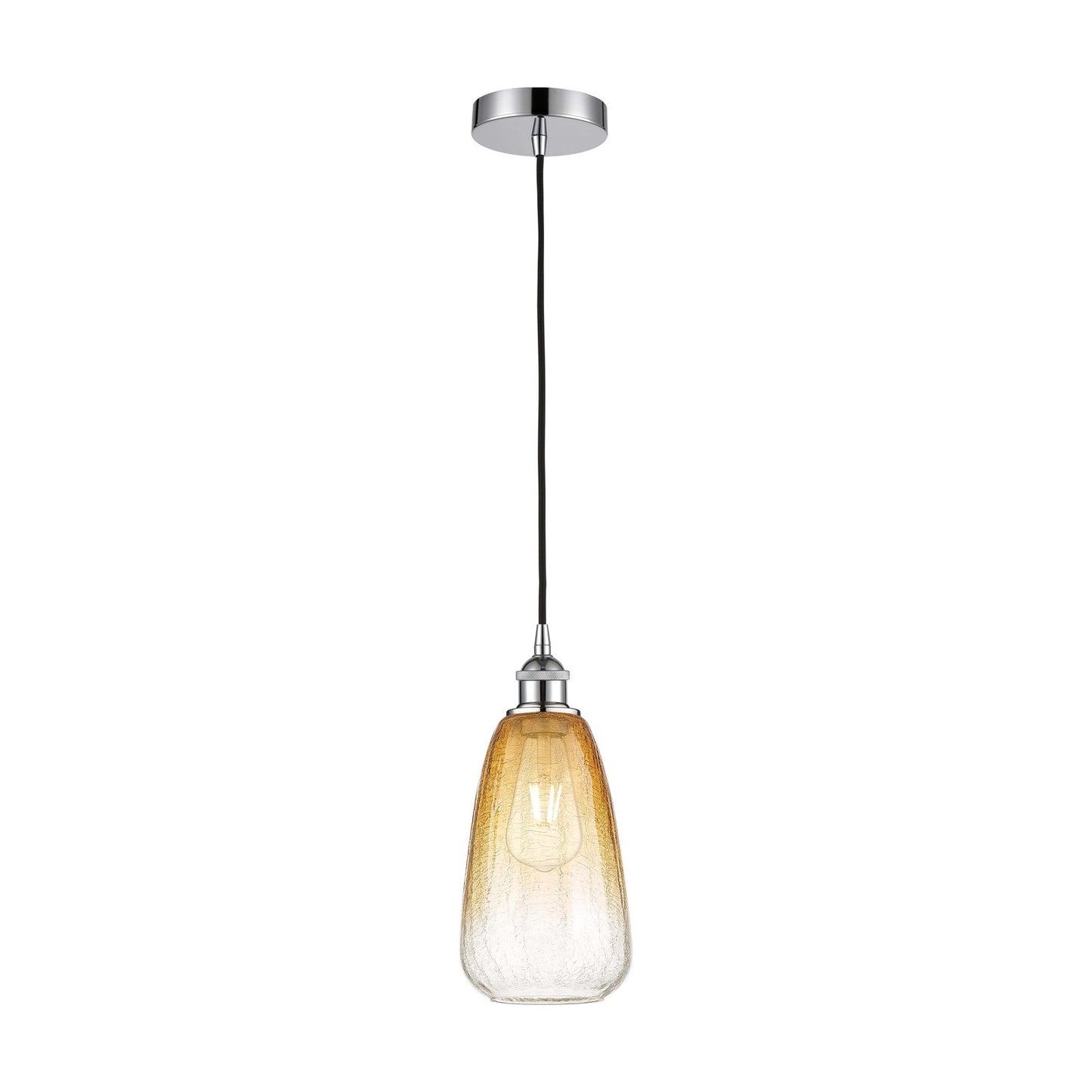 Innovations Brookhaven Almond 6in 1-Light Mini Pendant | Industrial Polished Chrome Steel and Amber Glass | Kitchen Island & | Model 616-1P-PC-G480-6AM