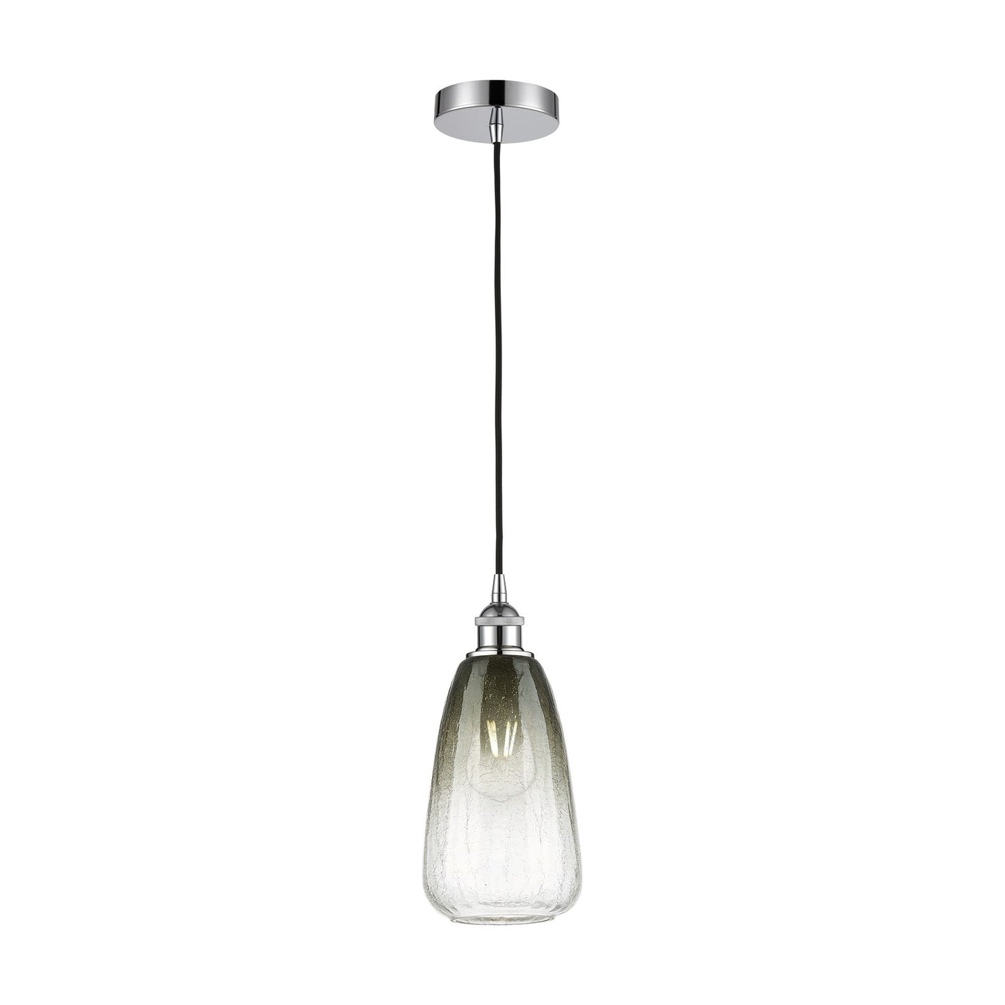 Innovations Brookhaven Almond 6in 1-Light Mini Pendant | Industrial Polished Chrome and Matte Black Glass | Kitchen Island & | Model 616-1P-PC-G480-6SL