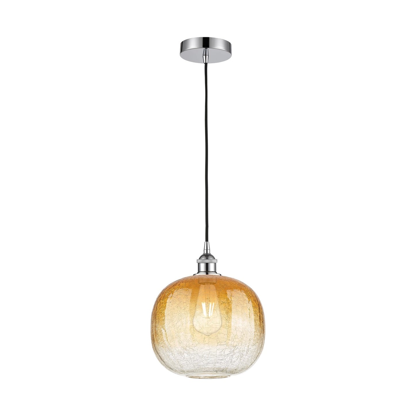 Innovations Brookhaven Sphere 11in 1-Light Mini Pendant | Industrial Polished Chrome Steel and Amber Glass | Kitchen Island & | Model 616-1P-PC-G481-10AM