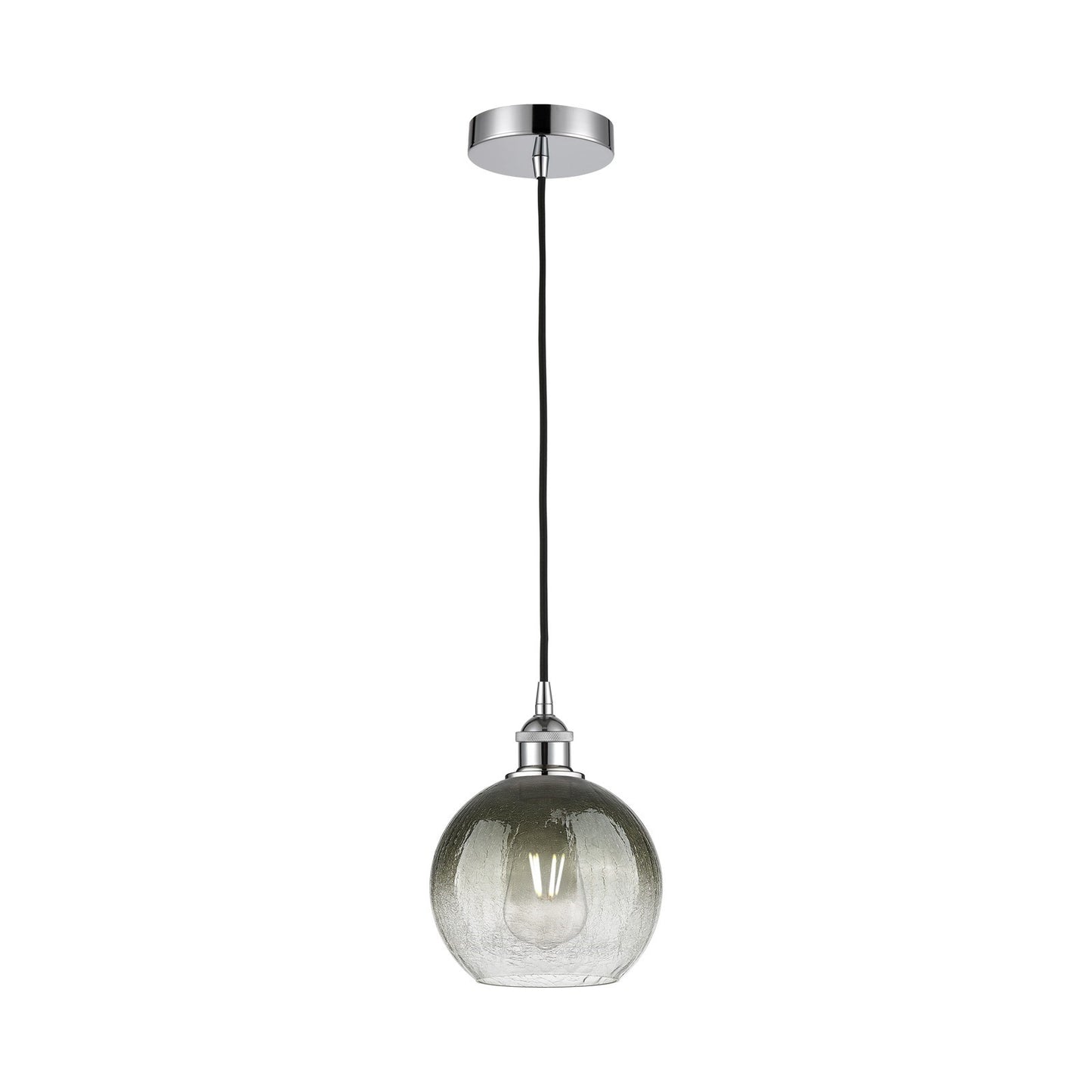 Innovations Brookhaven Globe 8in 1-Light Mini Pendant | Industrial Polished Chrome and Matte Black Glass | Kitchen Island & | Model 616-1P-PC-G483-8SL