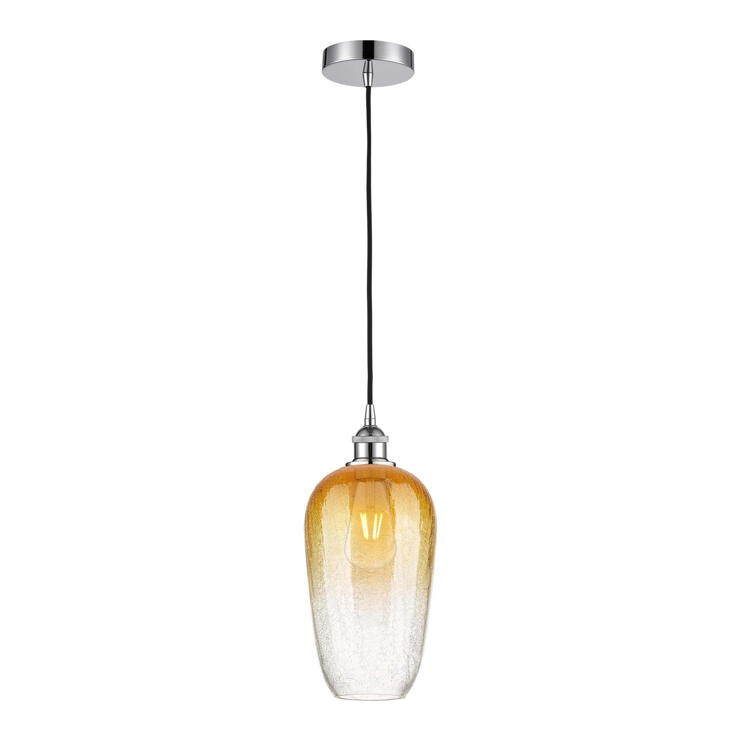 Innovations Brookhaven Flute 7in 1-Light Mini Pendant | Industrial Polished Chrome Steel and Amber Glass | Kitchen Island & | Model 616-1P-PC-G484-7AM