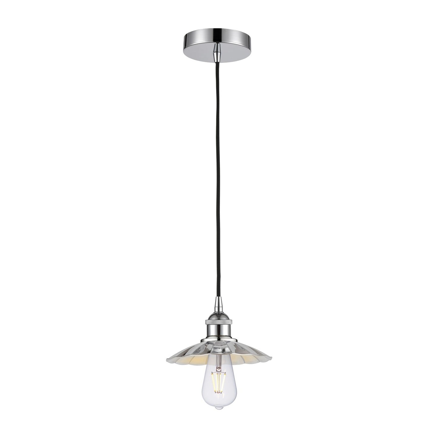 Innovations Scallop 8in 1-Light Mini Pendant | Traditional Industrial Polished Chrome Steel and Metal Shade | Kitchen Island & | Model 616-1P-PC-M17-PC