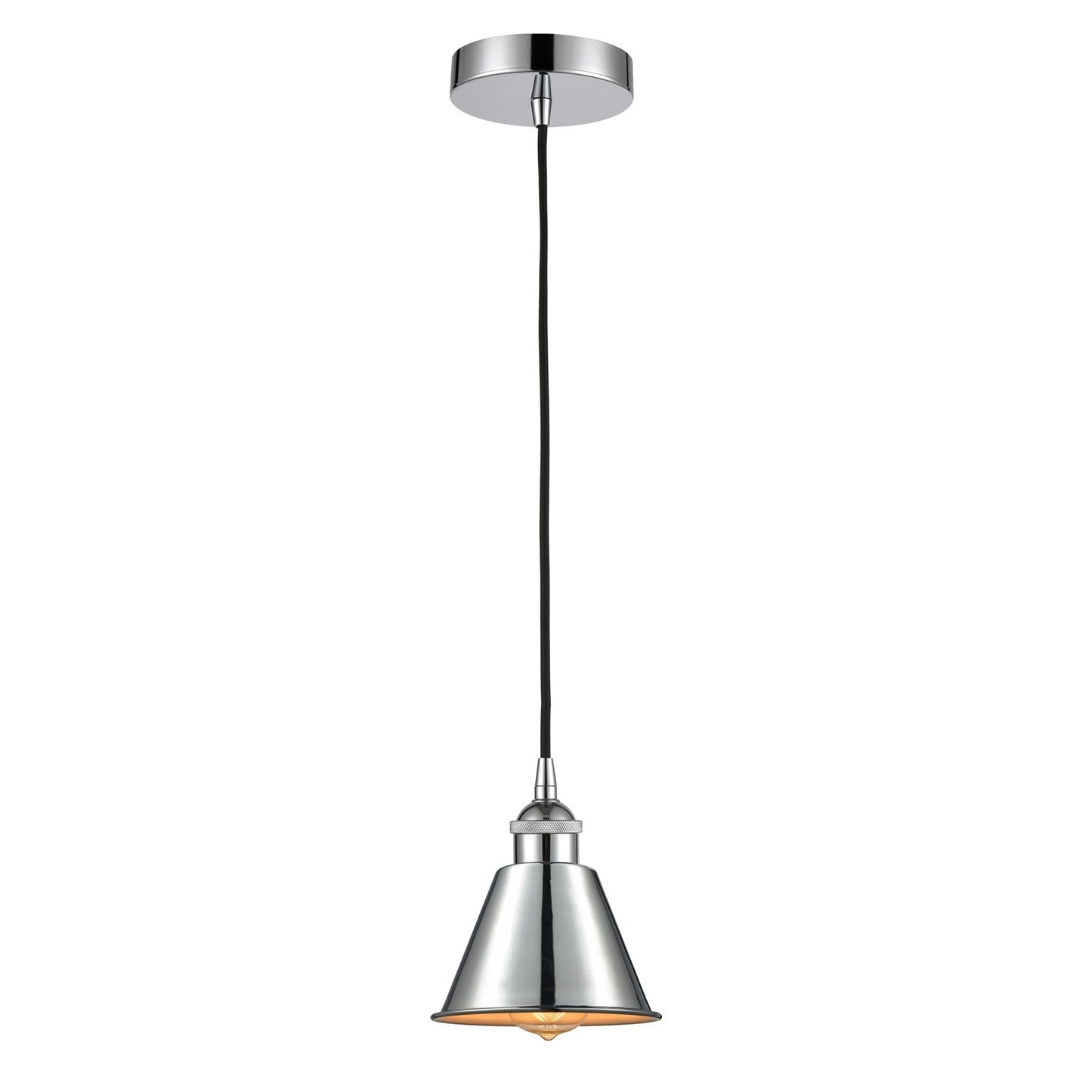 Innovations Smithfield 6.5in 1-Light Mini Pendant | Industrial Farmhouse Polished Chrome Steel and Metal Shade | Kitchen Island & | Model 616-1P-PC-M8
