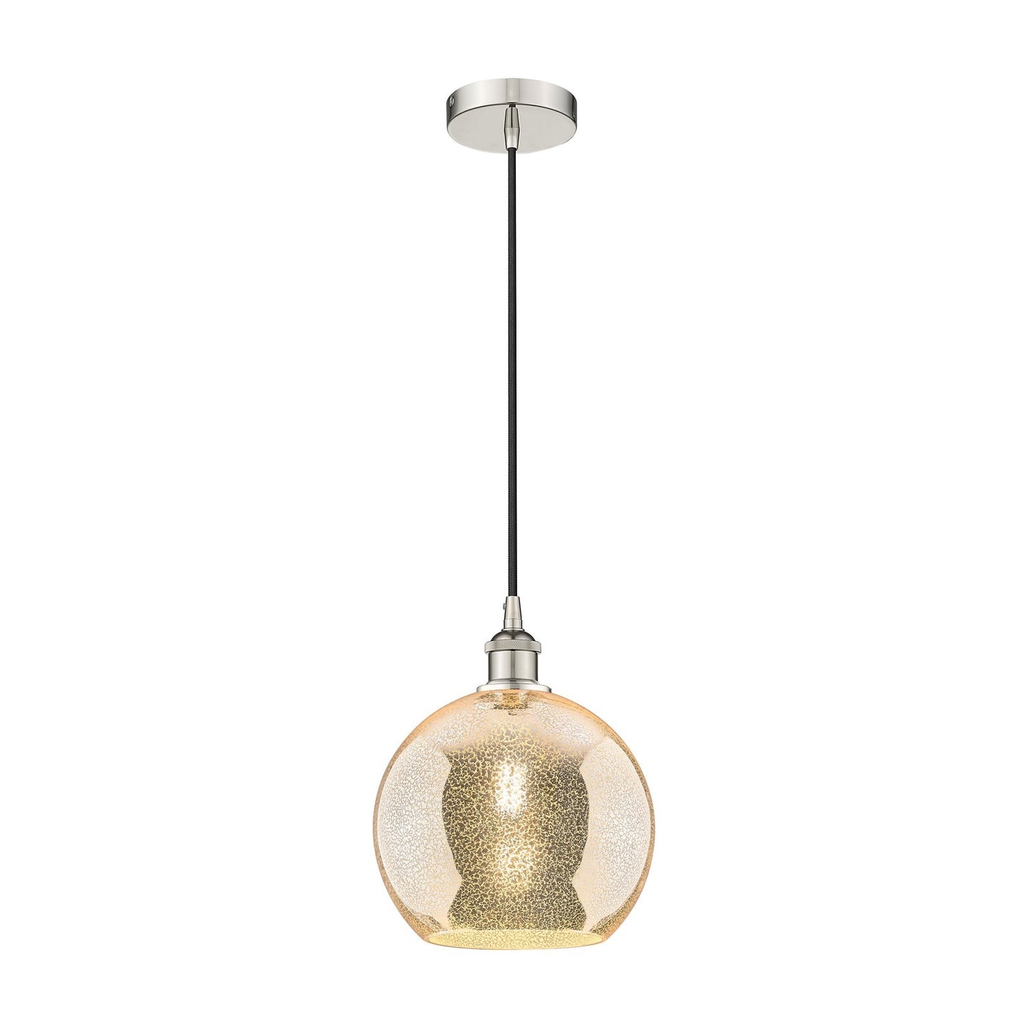 Innovations Athens 10in 1-Light Mini Pendant | Industrial Polished Nickel and Mercury Glass | Kitchen Island & Dining Room | Model 616-1P-PN-G128-10