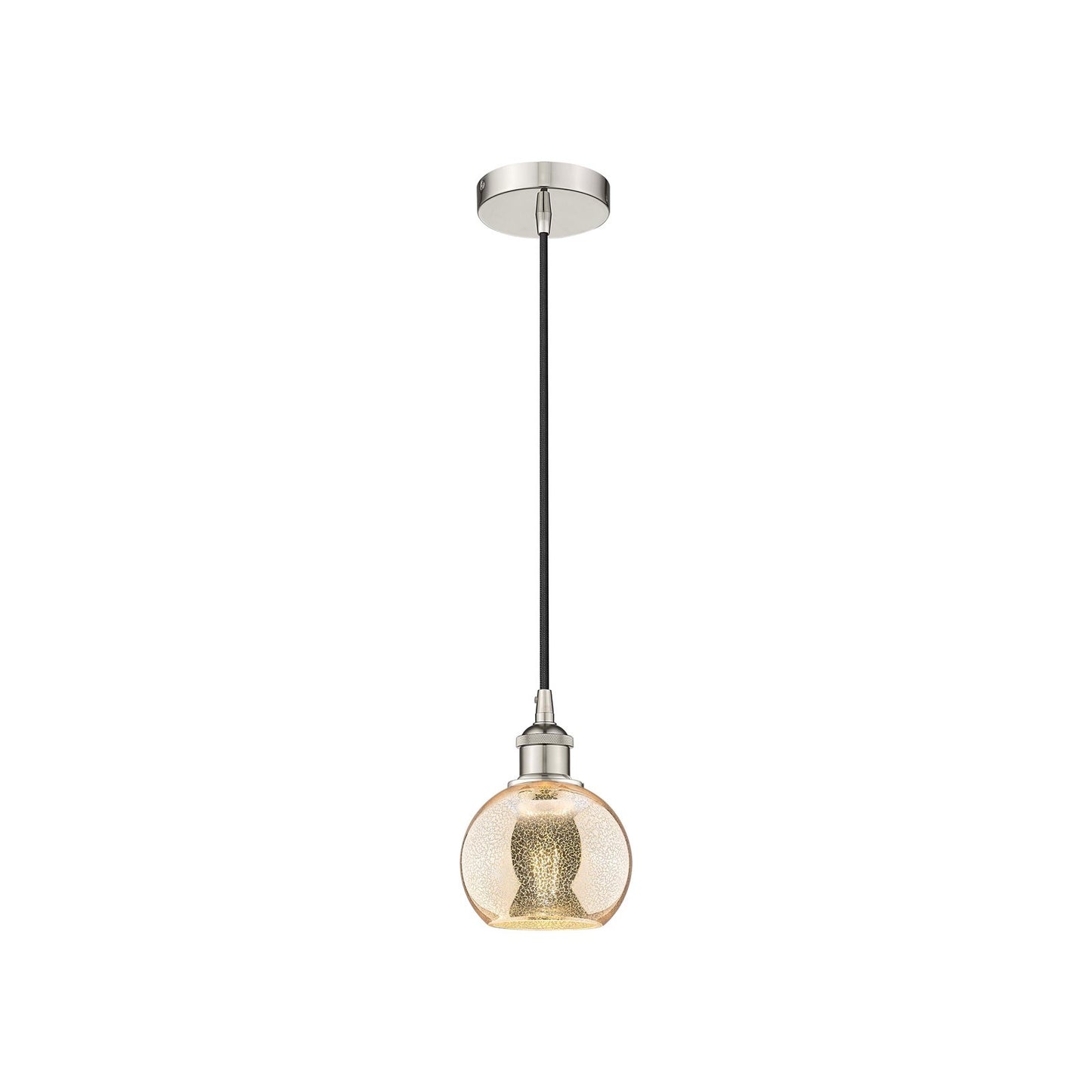 Innovations Athens 6in 1-Light Mini Pendant | Industrial Polished Nickel and Mercury Glass | Kitchen Island & Dining Room | 5.88 | Model 616-1P-PN-G128-6