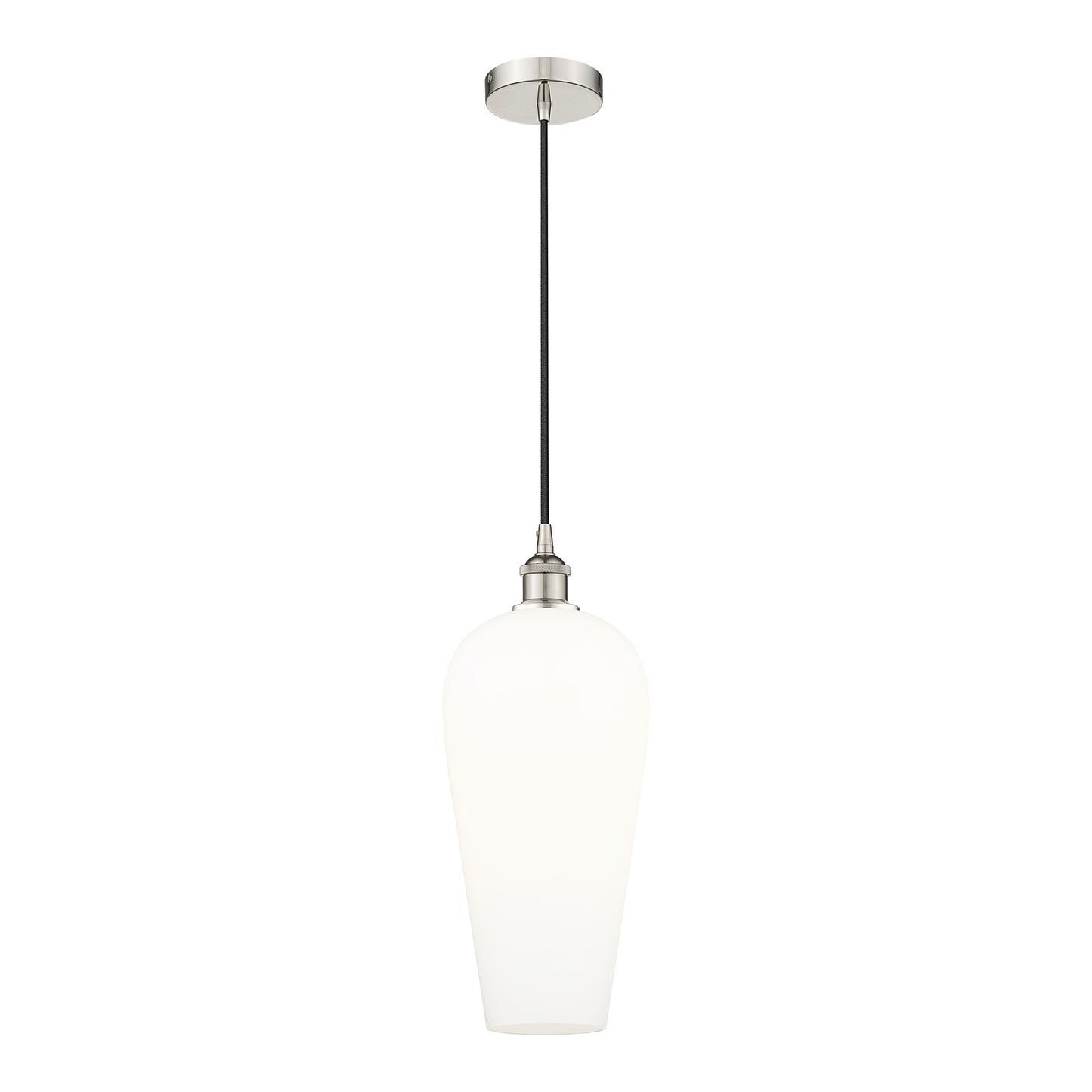 Innovations Chelsea 8in 1-Light Mini Pendant | Industrial Polished Nickel Steel and White Glass | Kitchen Island & Dining Room | Model 616-1P-PN-G456-8WH