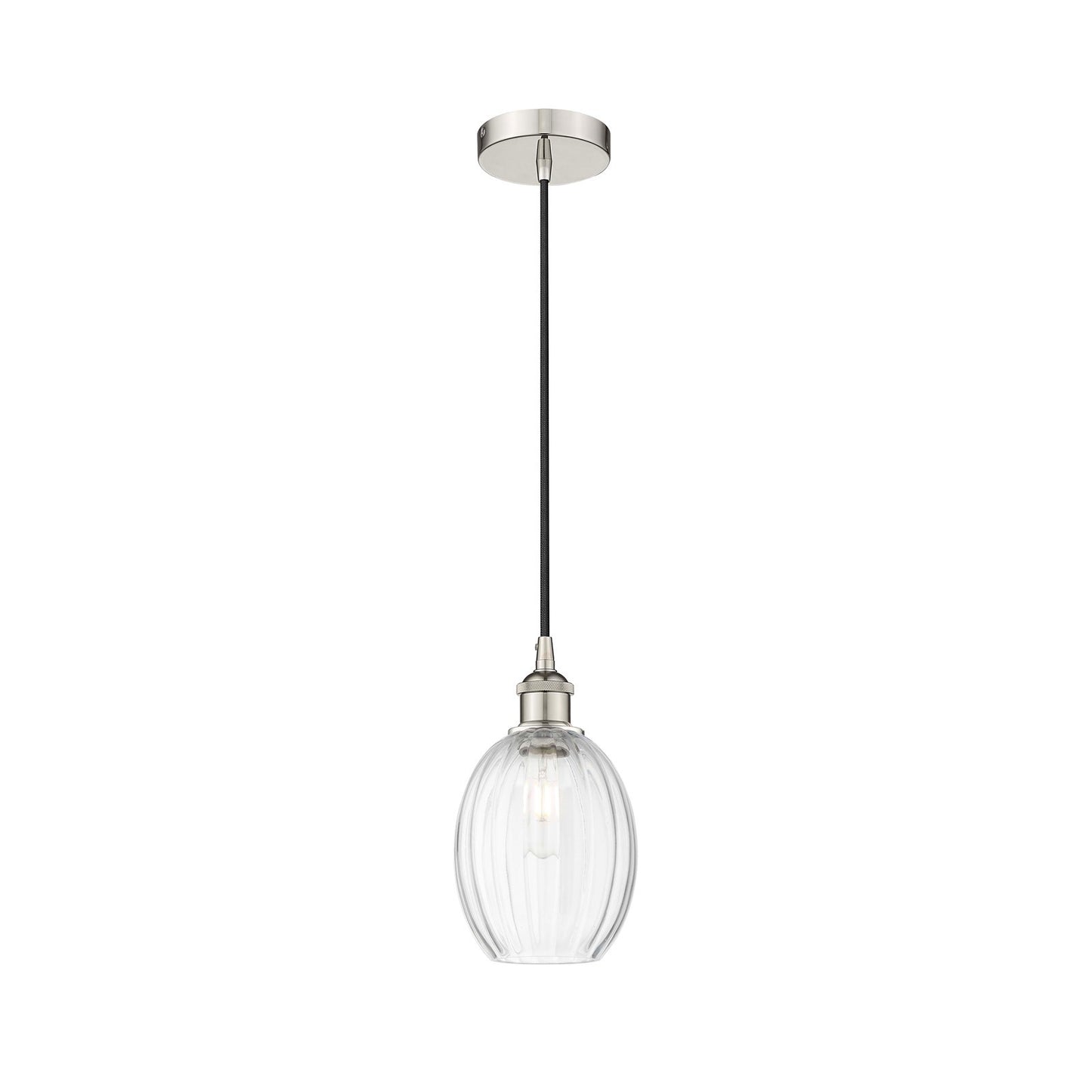Innovations Preston Bulb 6.25in 1-Light Mini Pendant | Industrial Polished Nickel Steel and Clear Glass | Kitchen Island & | Model 616-1P-PN-G459-6CL
