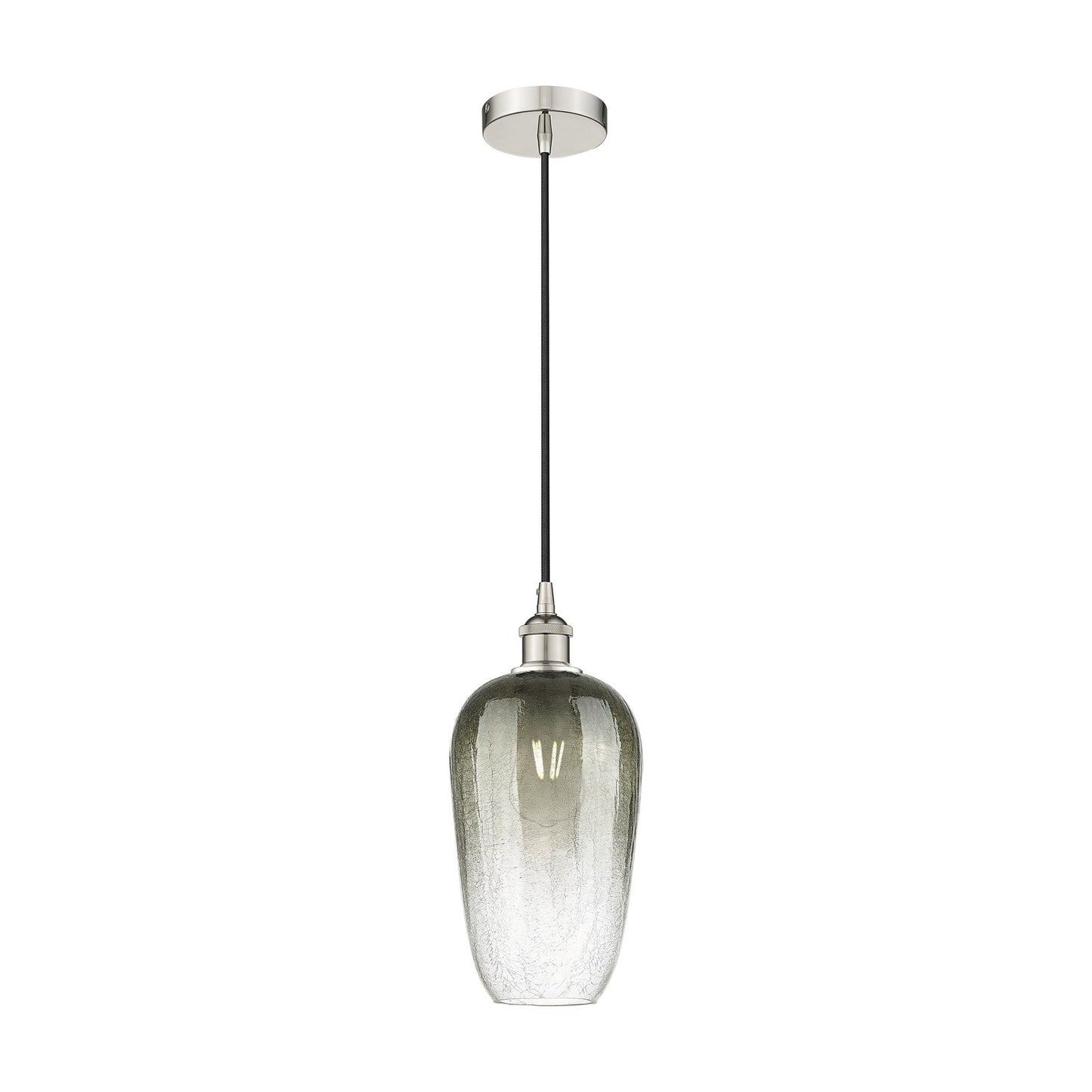 Innovations Brookhaven Flute 7in 1-Light Mini Pendant | Industrial Polished Nickel and Slate Glass | Kitchen Island & Dining | Model 616-1P-PN-G484-7SL