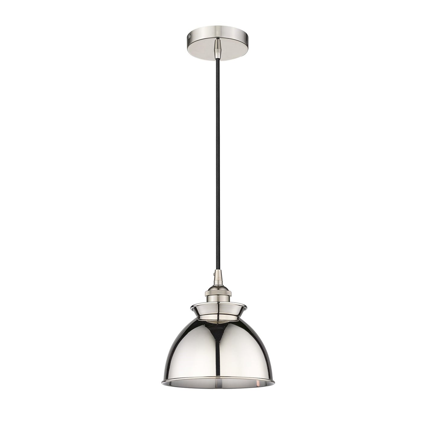 Innovations Adirondack 8.25in 1-Light Mini Pendant | Industrial Farmhouse Polished Nickel Steel and Cast Brass with Polished | Model 616-1P-PN-M14-PN