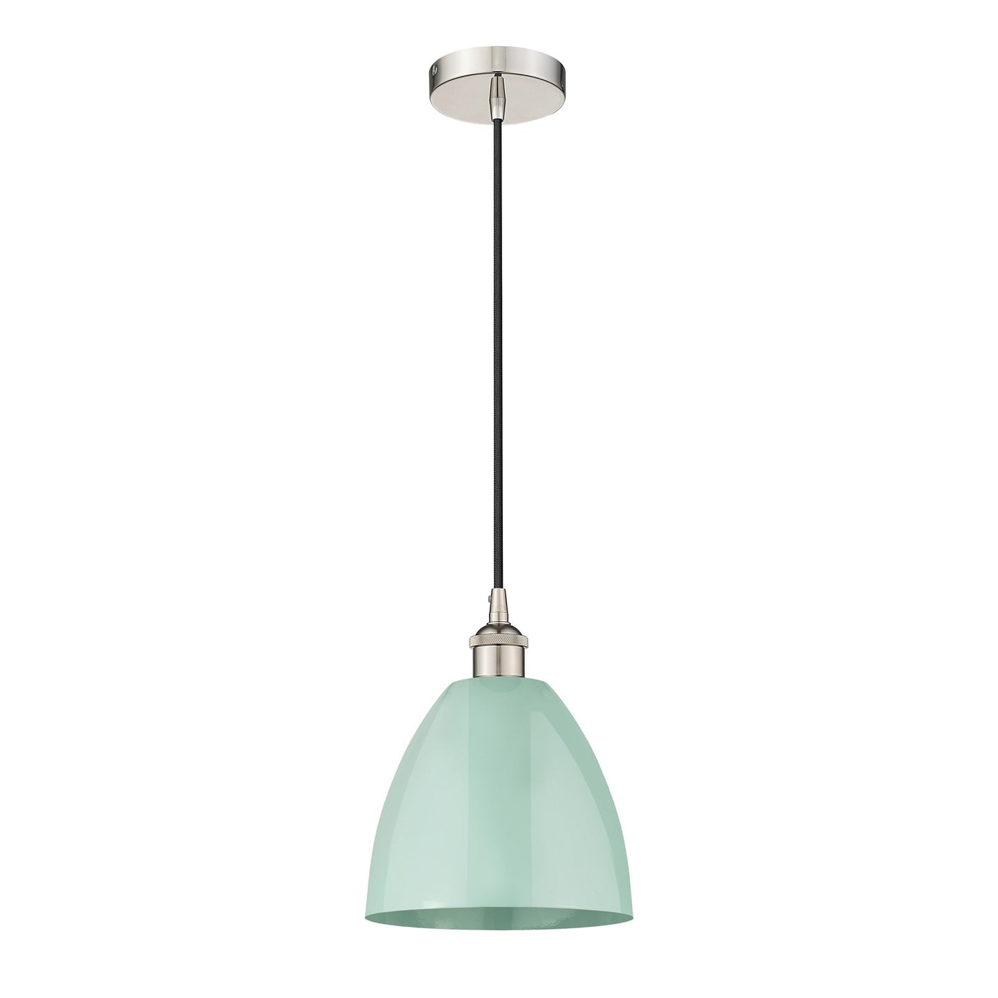 Innovations Plymouth 9in 1-Light Mini Pendant | Industrial Polished Nickel and Matte Seafoam Metal Shade | Kitchen Island & | Model 616-1P-PN-MBD-9-SF-LED