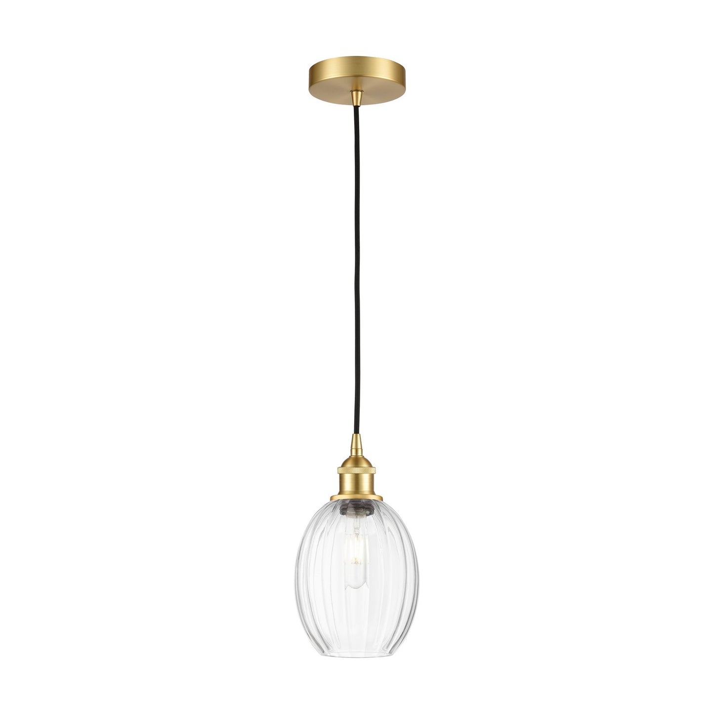 Innovations Preston Bulb 6.25in 1-Light Mini Pendant | Industrial Satin Gold Steel and Clear Glass | Kitchen Island & Dining | Model 616-1P-SG-G459-6CL
