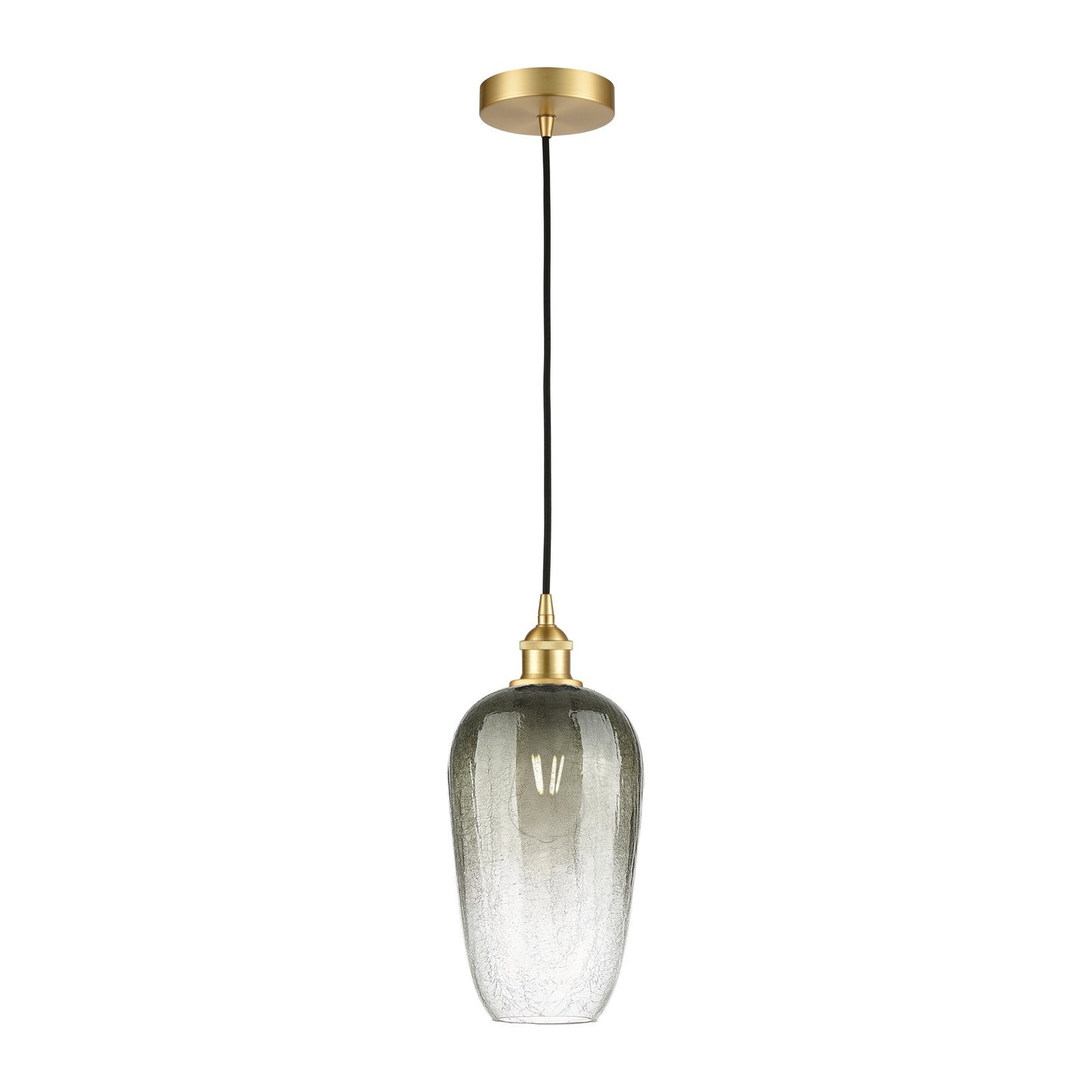 Innovations Brookhaven Flute 7in 1-Light Mini Pendant | Industrial Satin Gold Steel and Matte Black Glass | Kitchen Island & | Model 616-1P-SG-G484-7SL