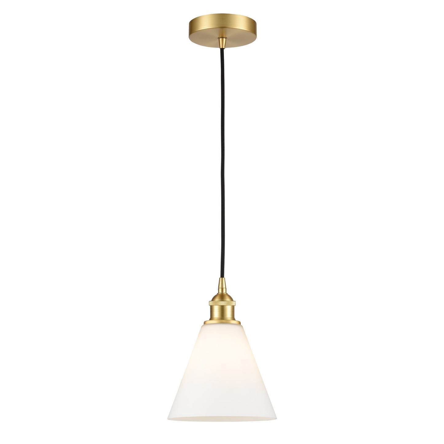 Innovations Berkshire 8in 1-Light Mini Pendant | Industrial Satin Gold Steel and Matte White Glass | Kitchen Island & Dining | Model 616-1P-SG-GBC-81-LED