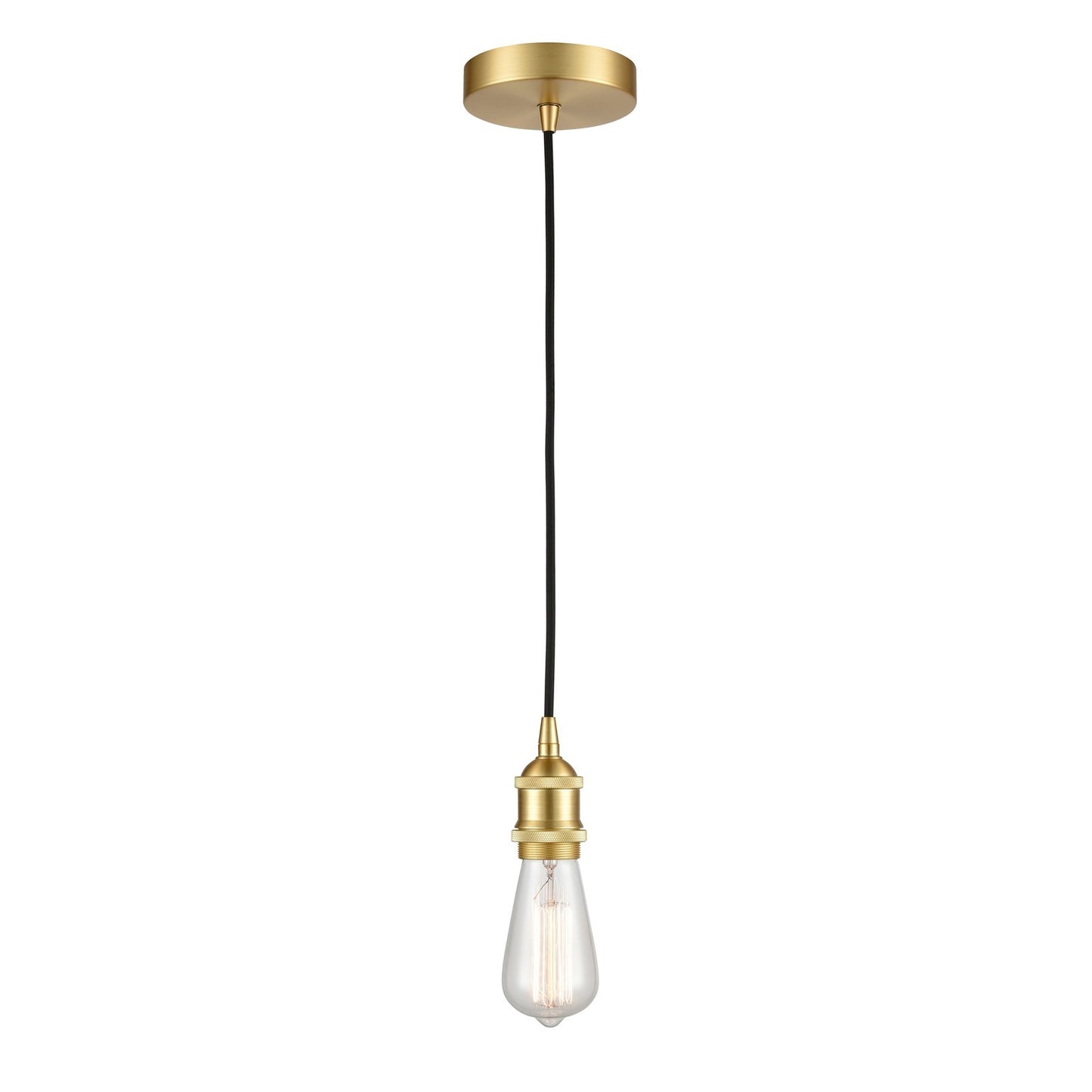 Innovations Lighting Edison 1-Light Mini Pendant | Contemporary Satin Gold Steel and Bare Bulb | Kitchen Island & Breakfast Bar | Model 616-1P-SG-LED