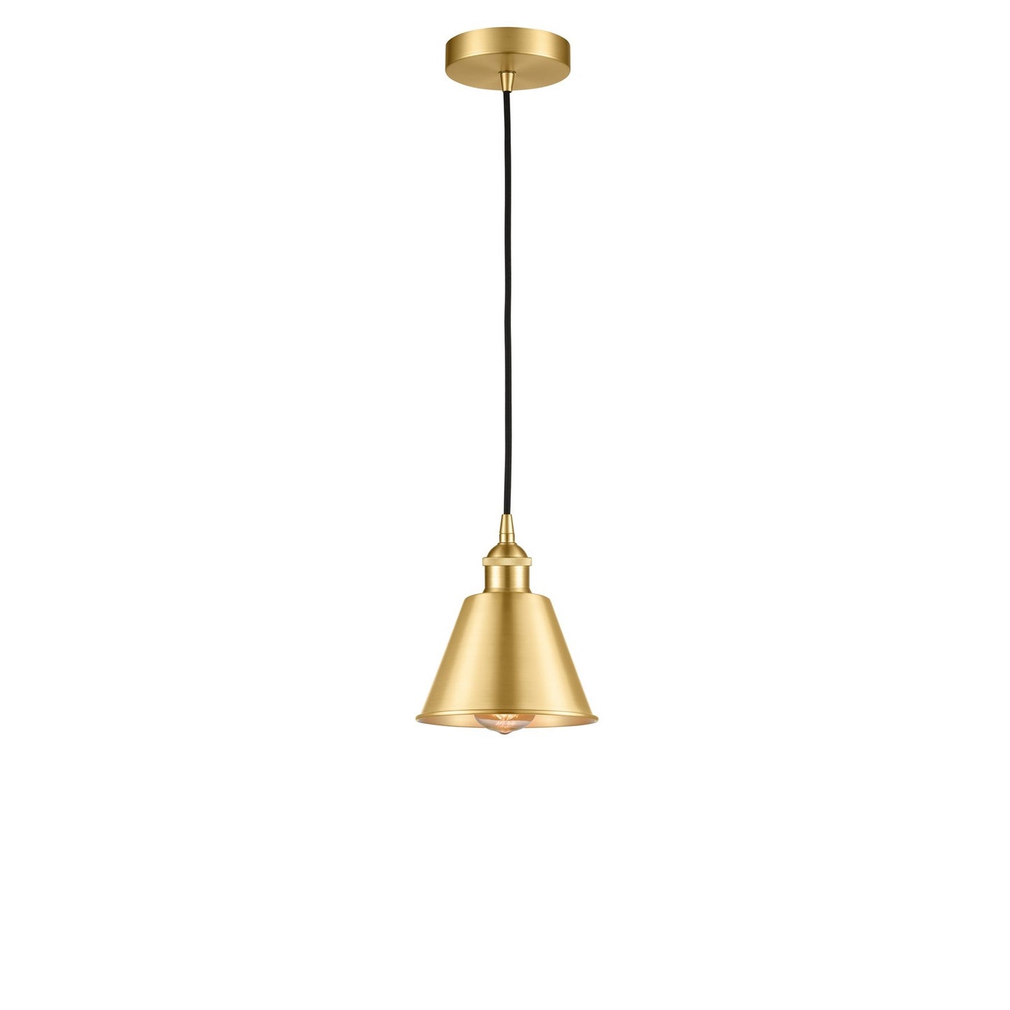 Innovations Smithfield 1-Light Mini Pendant | Industrial Farmhouse Satin Gold Steel and Cast Brass with Satin Gold Metal Shade | Model 616-1P-SG-M8-LED