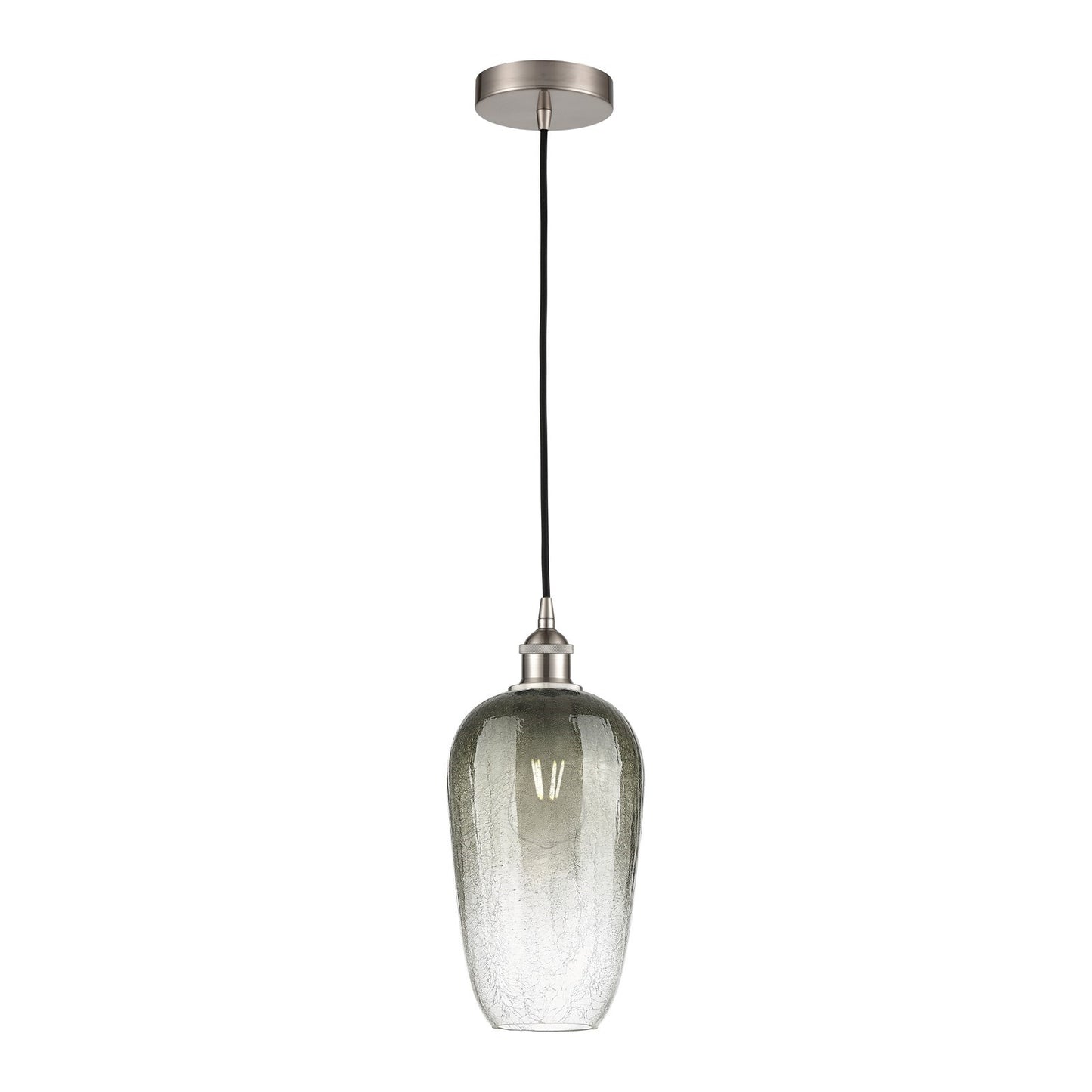 Innovations Brookhaven Flute 7in 1-Light Mini Pendant | Industrial Brushed Satin Nickel and Matte Black Glass | Kitchen Island | Model 616-1P-SN-G484-7SL