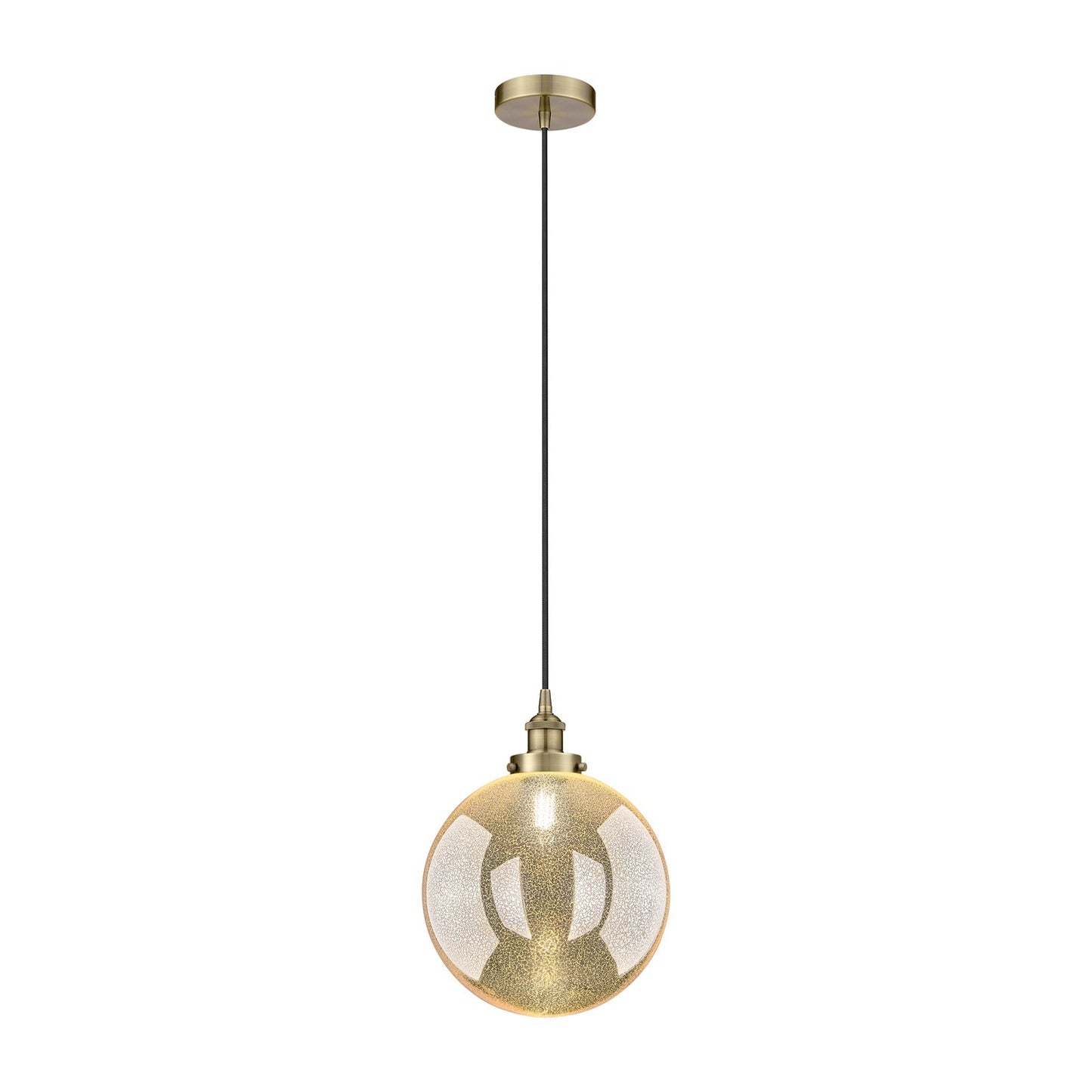 Innovations Beacon 12in 1-Light Mini Pendant | Industrial Antique Brass and Mercury Seeded Glass | Kitchen Island & Dining Room | Model 616-1PH-AB-G208-12