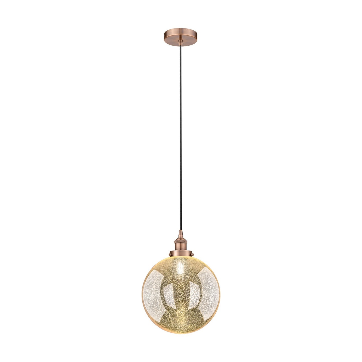 Innovations Beacon 12in 1-Light Mini Pendant | Industrial Antique Copper Steel and Mercury Seeded Glass | Kitchen Island & | Model 616-1PH-AC-G208-12