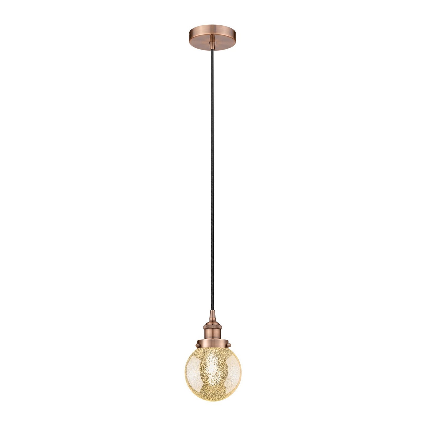 Innovations Beacon 6in 1-Light Mini Pendant | Industrial Antique Copper and Mercury Seeded Glass | Kitchen Island & Dining Room | Model 616-1PH-AC-G208-6