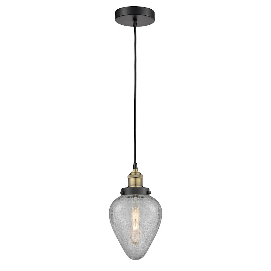 Innovations Geneseo 1Lt 6" Mini Pendant, Black Brass/Clear