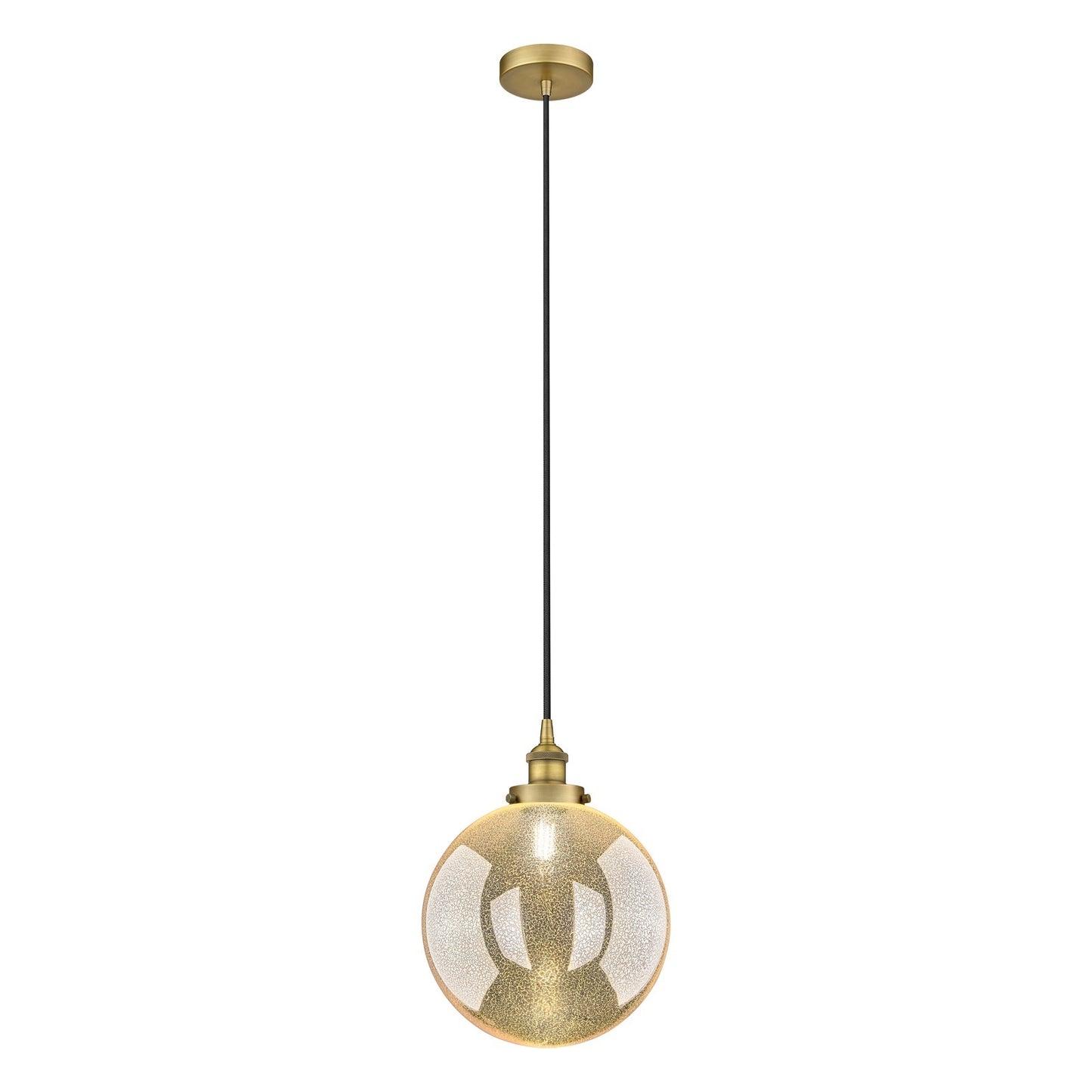 Innovations Beacon 12in 1-Light Mini Pendant | Industrial Brushed Brass Steel and Mercury Seeded Glass | Kitchen Island & | Model 616-1PH-BB-G208-12