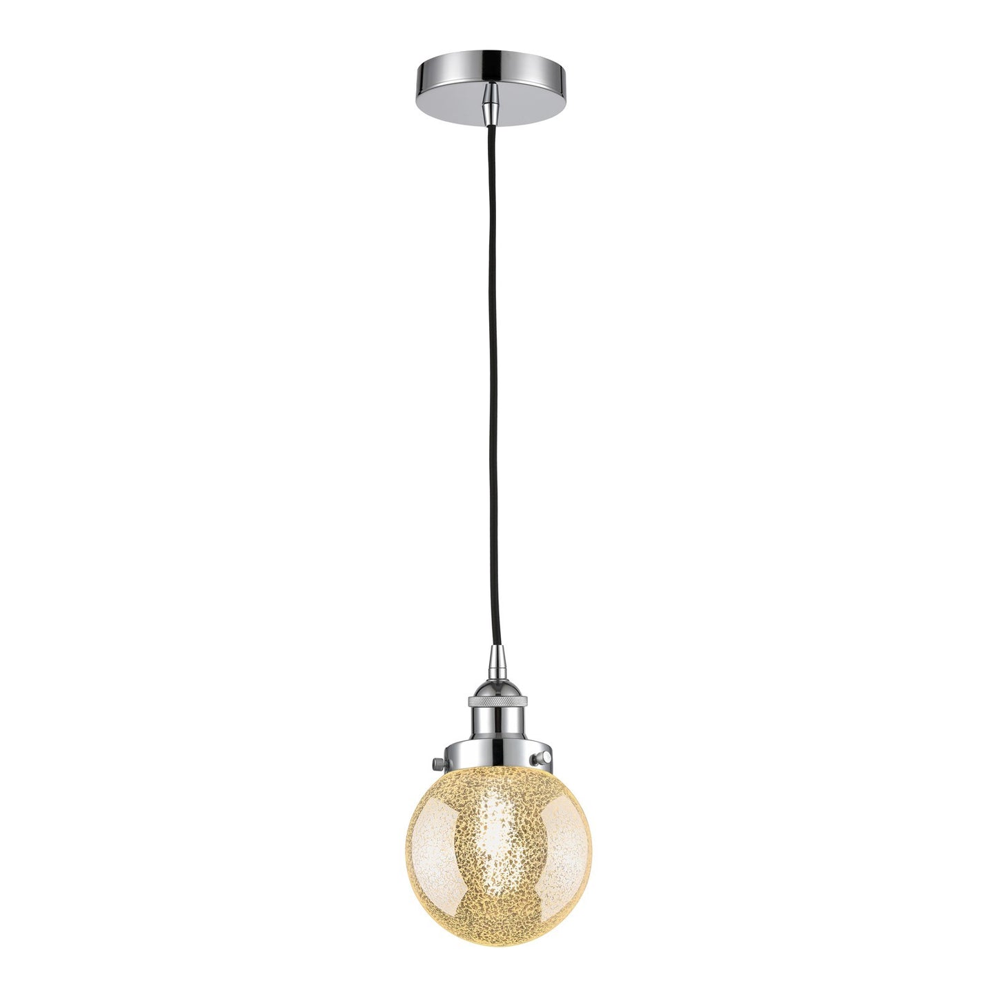 Innovations Beacon 6in 1-Light Mini Pendant | Industrial Polished Chrome and Mercury Seeded Glass | Kitchen Island & Dining Room | Model 616-1PH-PC-G208-6