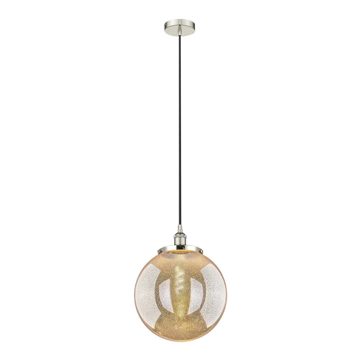 Innovations Beacon 14in 1-Light Mini Pendant | Art Nouveau Polished Nickel and Mercury Glass | Kitchen Island & Dining Room | Model 616-1PH-PN-G208-14