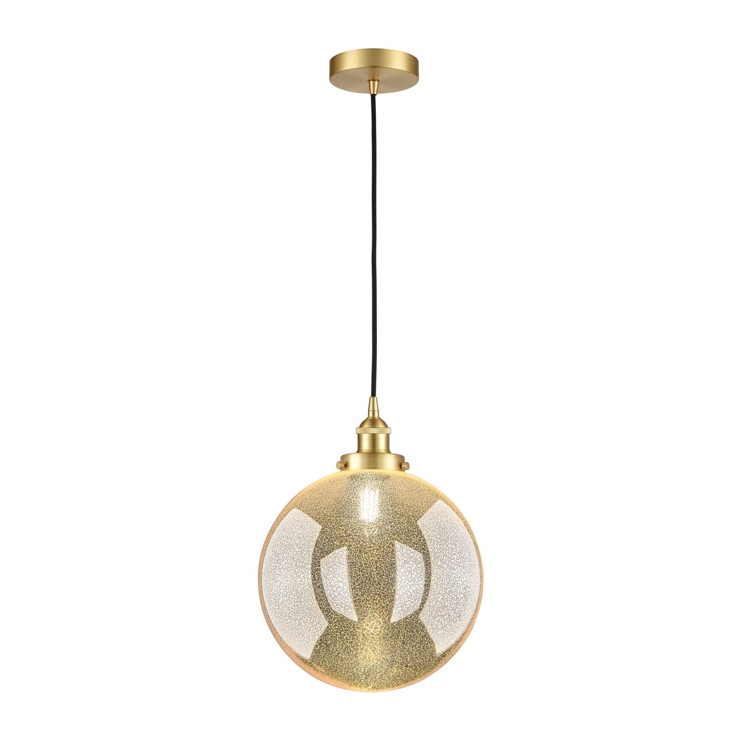 Innovations Beacon 12in 1-Light Mini Pendant | Industrial Satin Gold Steel and Mercury Seeded Glass | Kitchen Island & Dining | Model 616-1PH-SG-G208-12