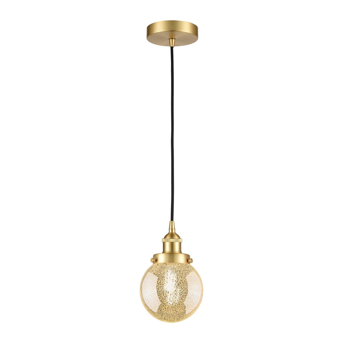 Innovations Beacon 6in 1-Light Mini Pendant | Industrial Satin Gold Steel and Mercury Seeded Glass | Kitchen Island & Dining | Model 616-1PH-SG-G208-6