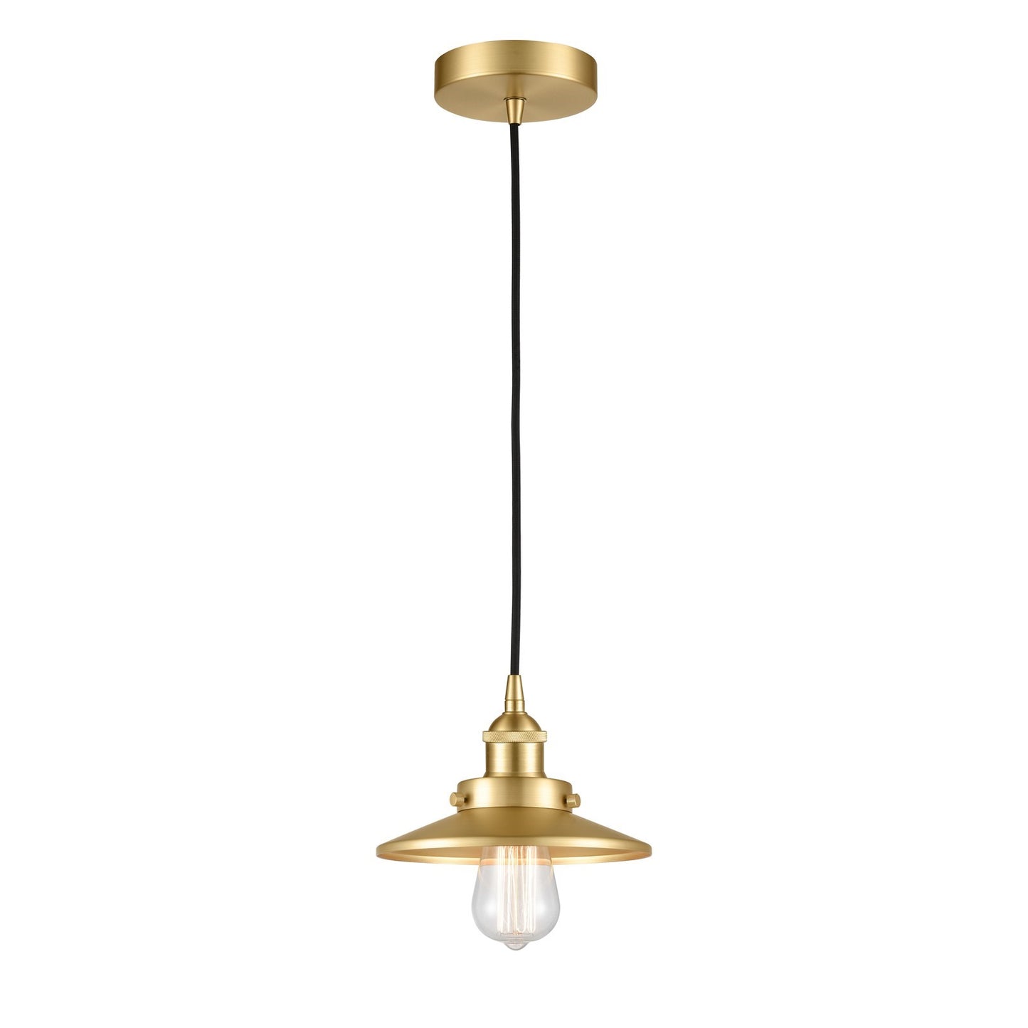 Innovations Edison 8in 1-Light Mini Pendant | Industrial Satin Gold Steel and Cast Brass with Satin Gold Metal Shade | Kitchen | Model 616-1PH-SG-M4-LED