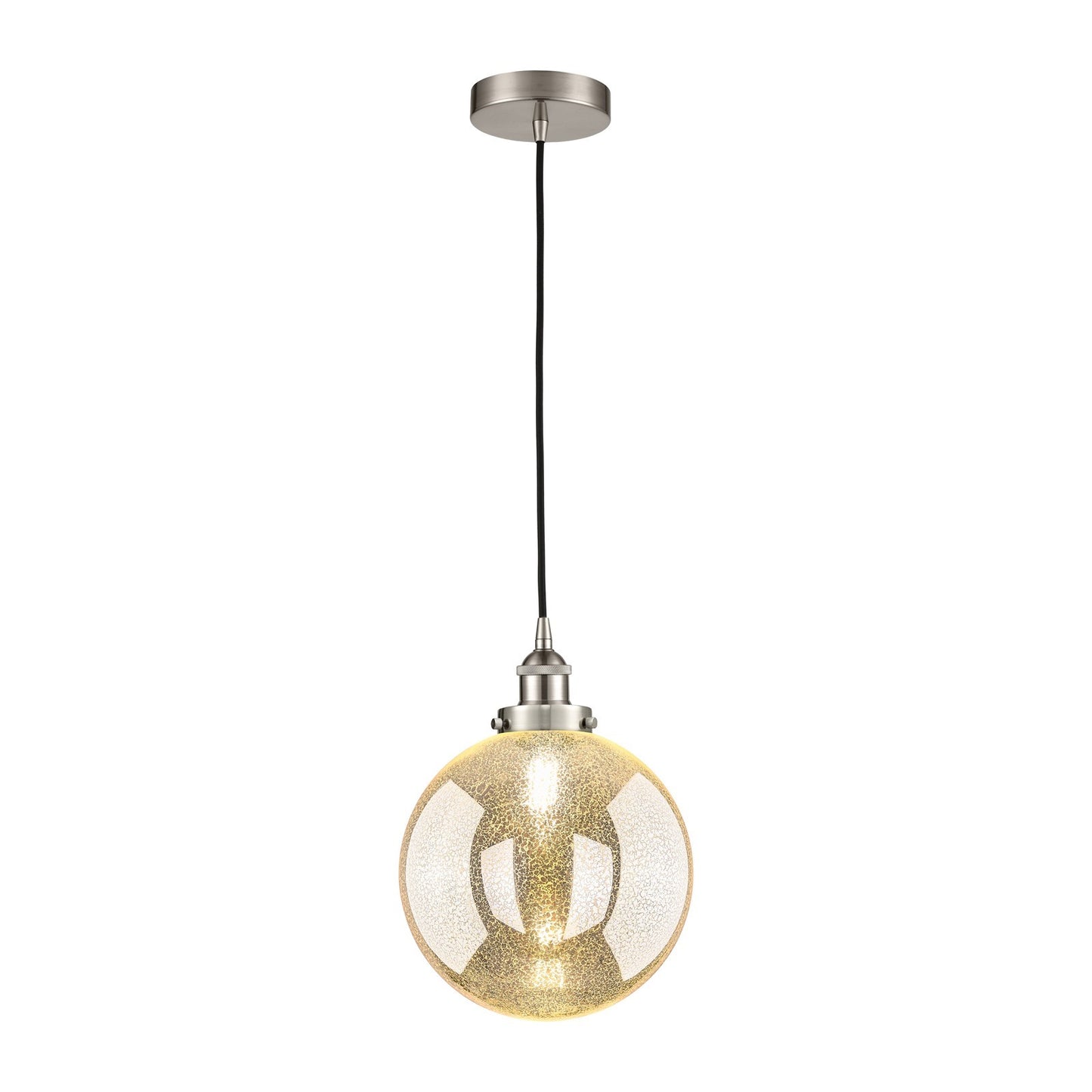 Innovations Beacon 10in 1-Light Mini Pendant | Industrial Brushed Satin Nickel and Mercury Seeded Glass | Kitchen Island & | Model 616-1PH-SN-G208-10
