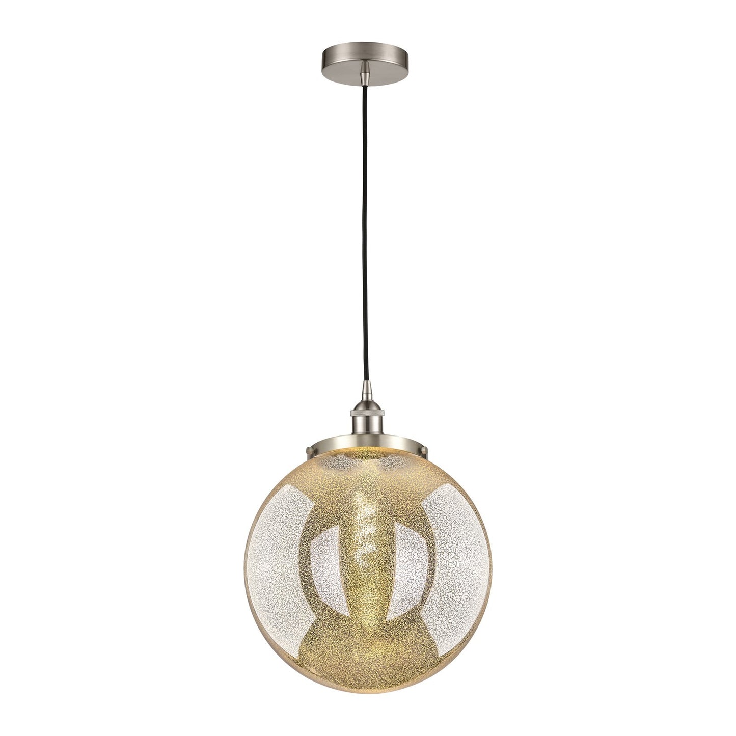 Innovations Beacon 14in 1-Light Mini Pendant | Traditional Satin Nickel Steel and Mercury Glass | Kitchen Island & Dining Room | Model 616-1PH-SN-G208-14